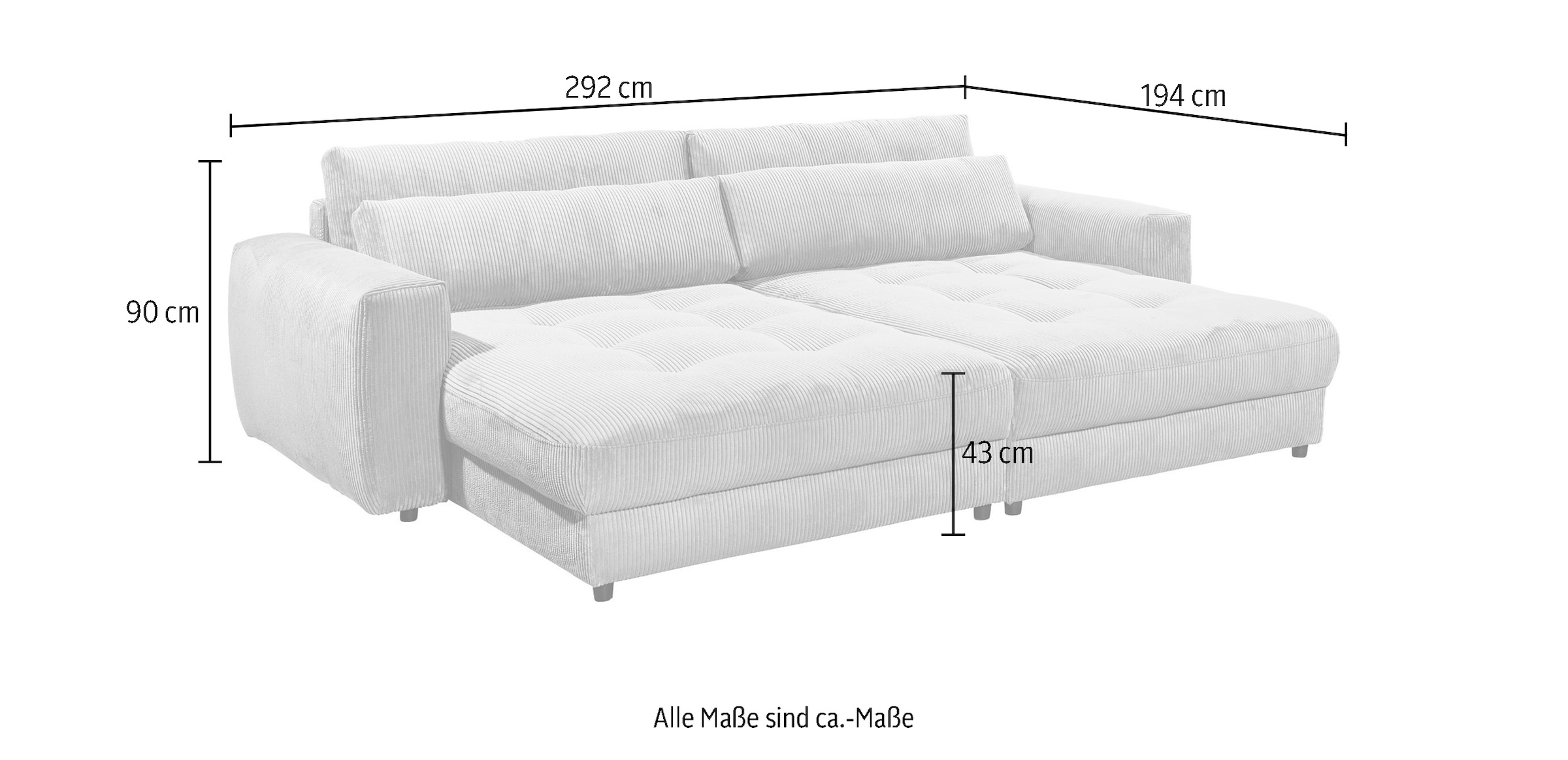 ED EXCITING DESIGN Loveseat »Barura«, (2 St.), Big-Sofa mit 2 Nierenkissen