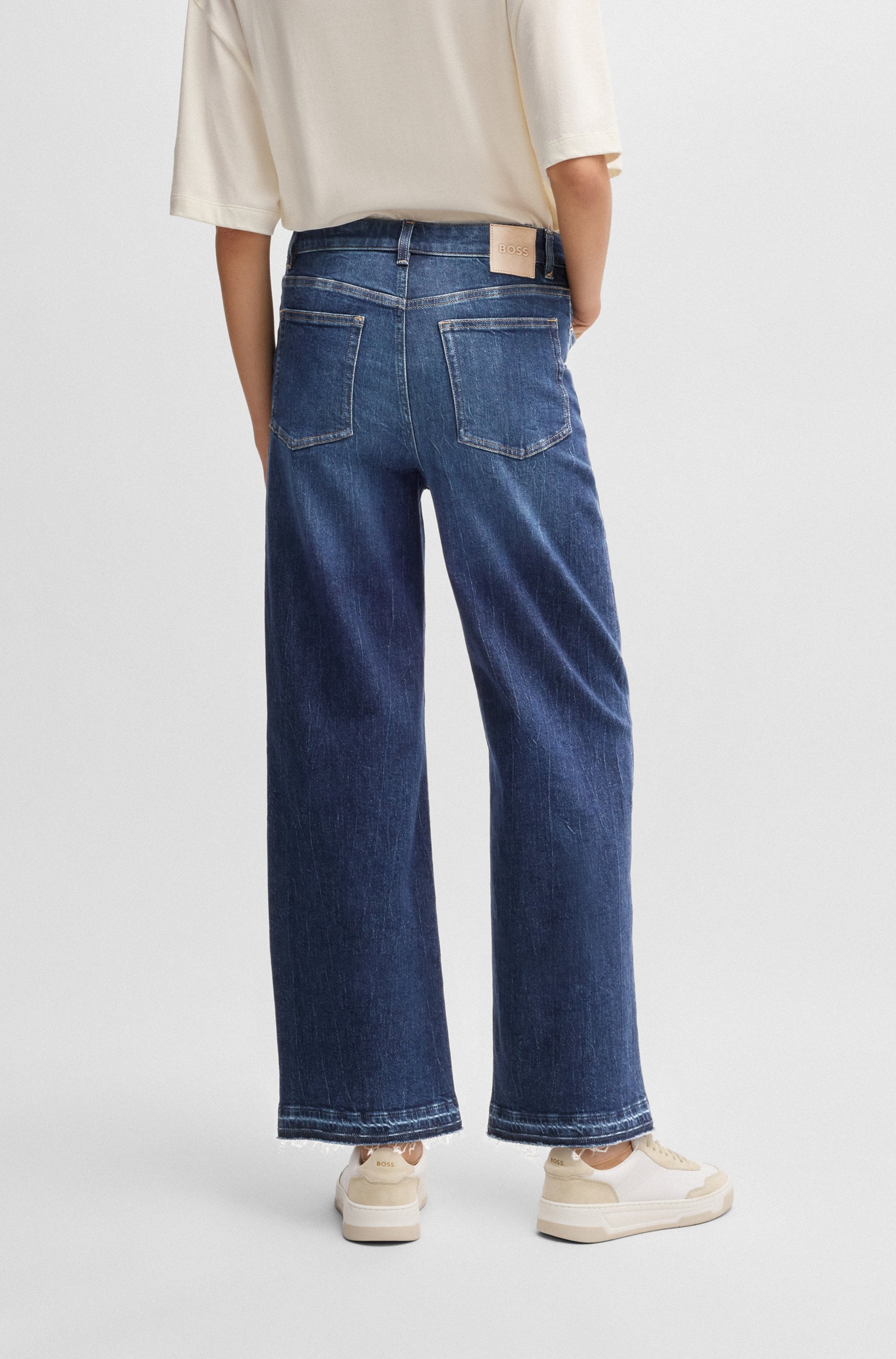 BOSS ORANGE Weite Jeans »Marlene High Rise Hochbund High Waist Premium Denim Jeans«, (BOSS ORANGE DENIM), weite Beinfom, cropped