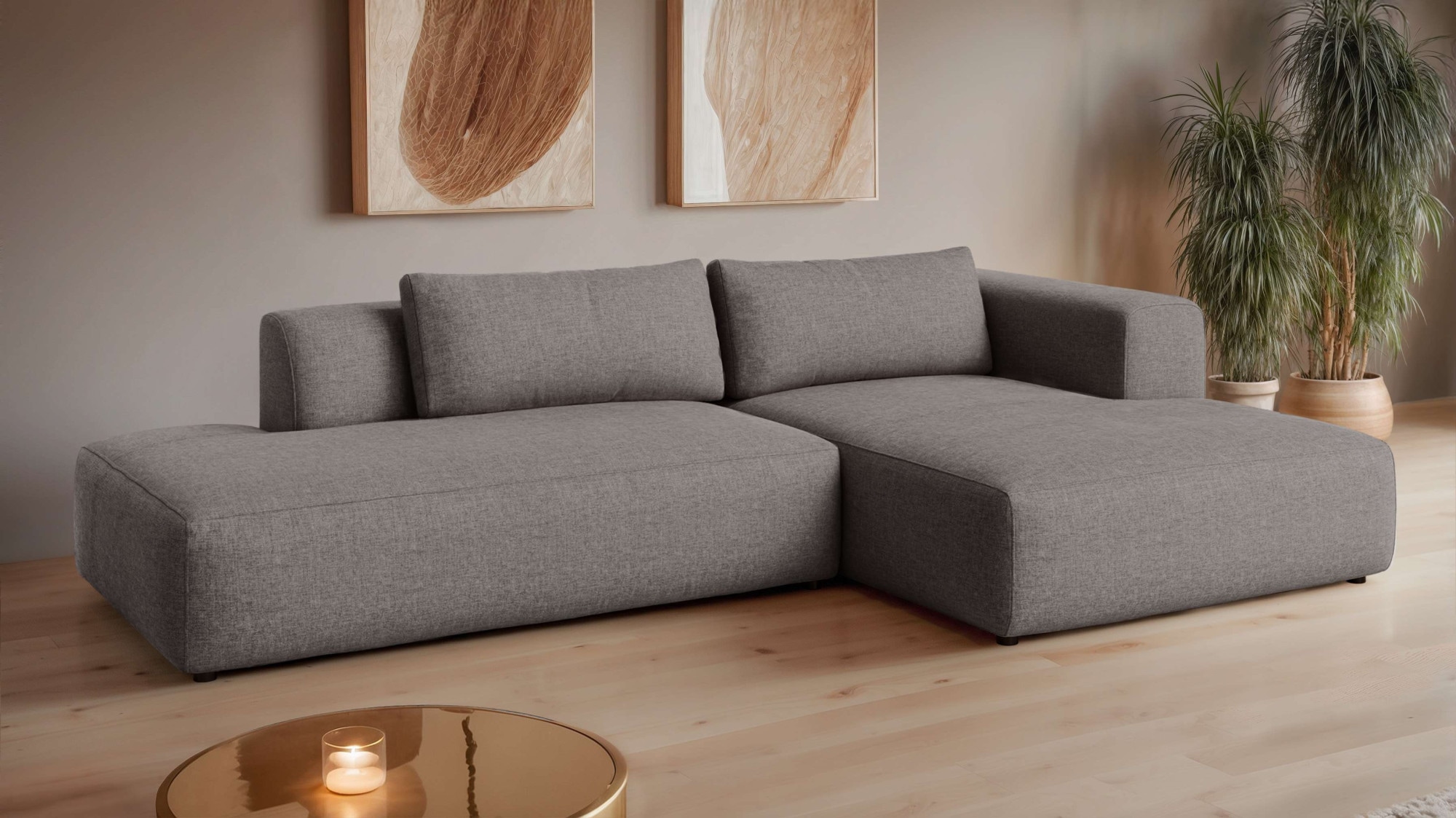 GOODproduct Ecksofa »TIARRA Design-Sofa mit Ottomane recht/links bestellbar, Breite 287 cm« L-Form mit hochelastischer Schaum und Wellenunterfederung