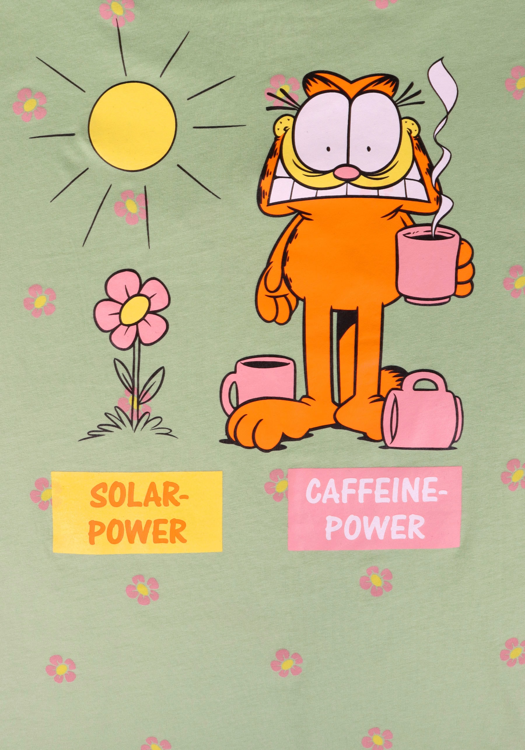 Capelli New York T-Shirt, mit Garfield Rückendruck Solar Power vs. Caffeine ower