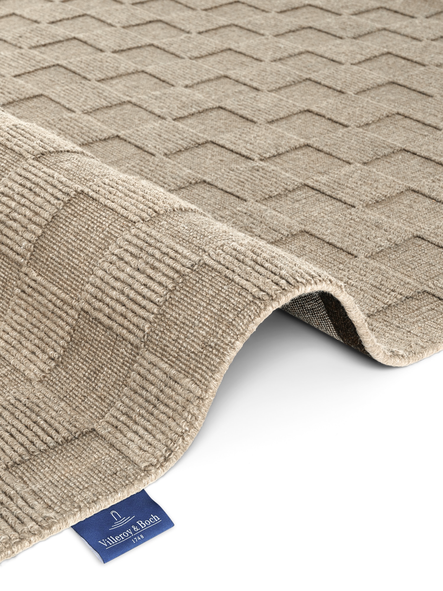 Villeroy & Boch Tapis en laine »Scala« Rectangulaire 10 mm Höhe Handgewebt, Wolle, Kariert, Natur, 3D-Struktur, Karo, Wohnzimmer