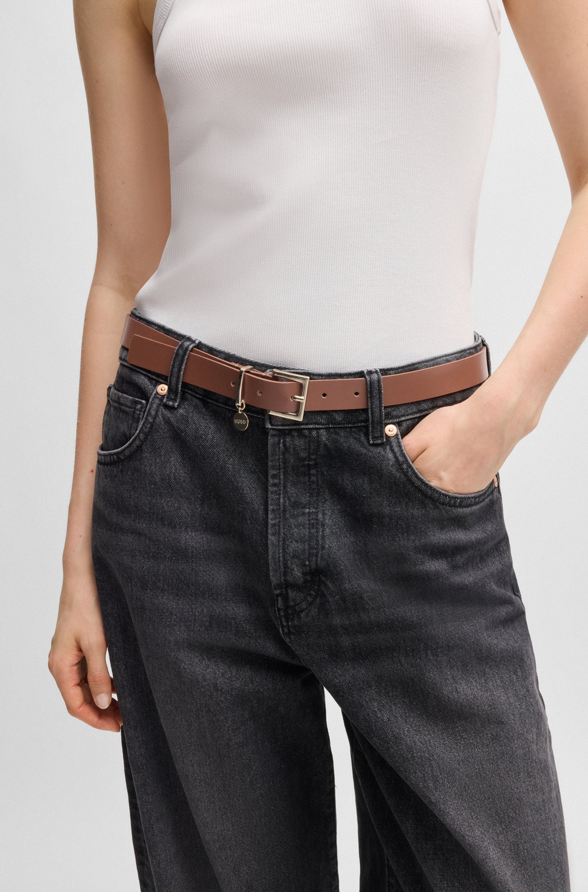 HUGO Ceinture en cuir »Amelia-G Sz25« Stilvoller Verschluss mit Logo Anhänger