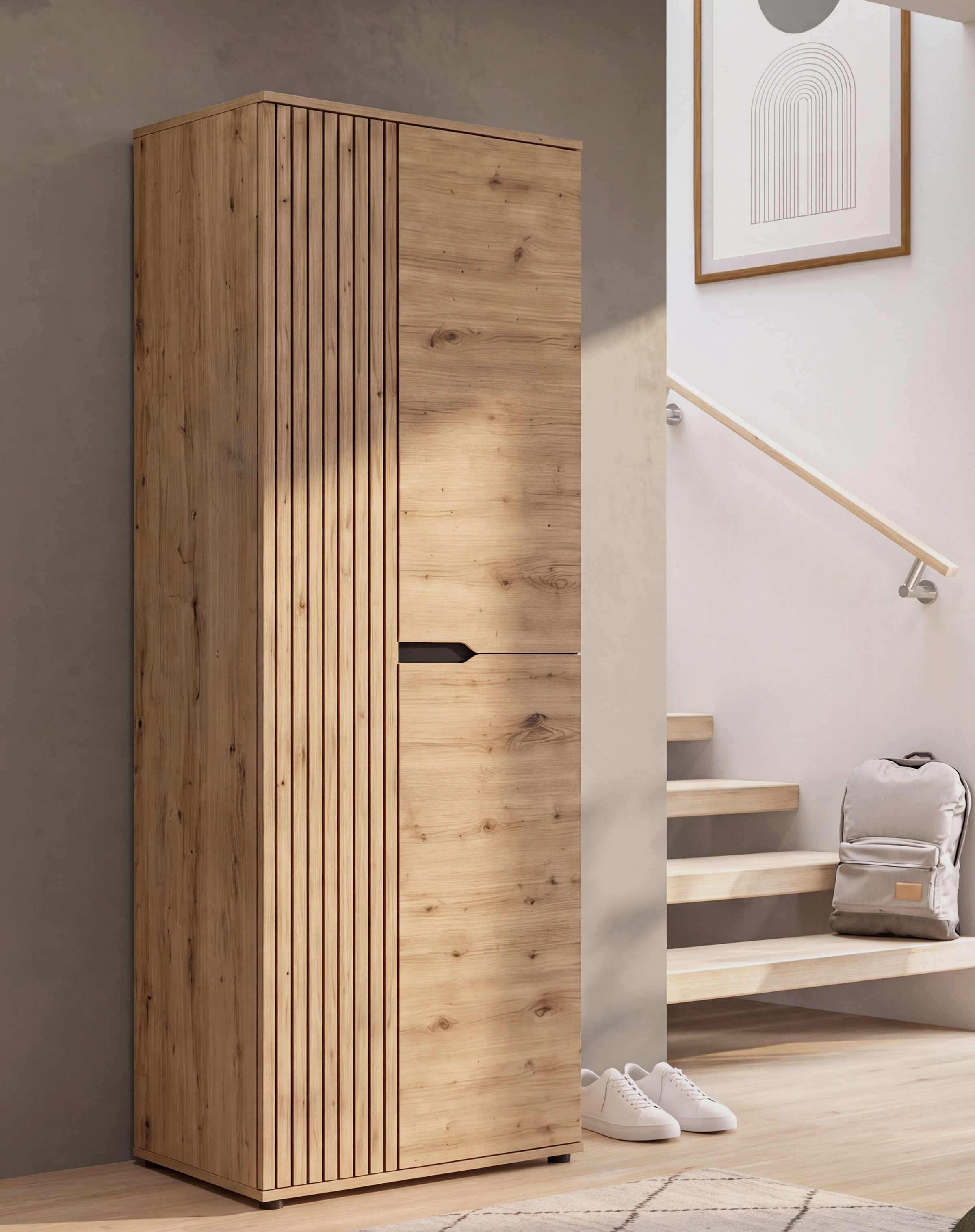 GOODproduct Armoire vestiaire »FJELL, Breite 65cm, 2 Türen, 4 Einlegeböden, 6 Fächer, 1 Kleiderstange« armoire, placard, armoire d'entrée, armoire de couloir, armoire polyvalente