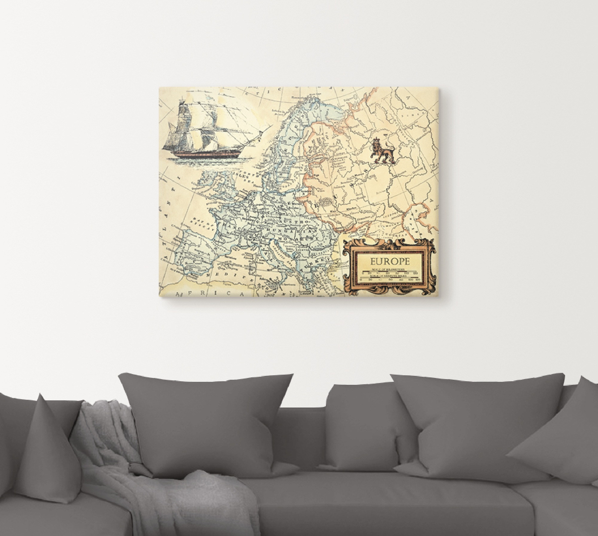 Artland Wandbild »Europakarte«, Landkarten, (1 St.), als Leinwandbild, Poster, Wandaufkleber in verschied. Grössen