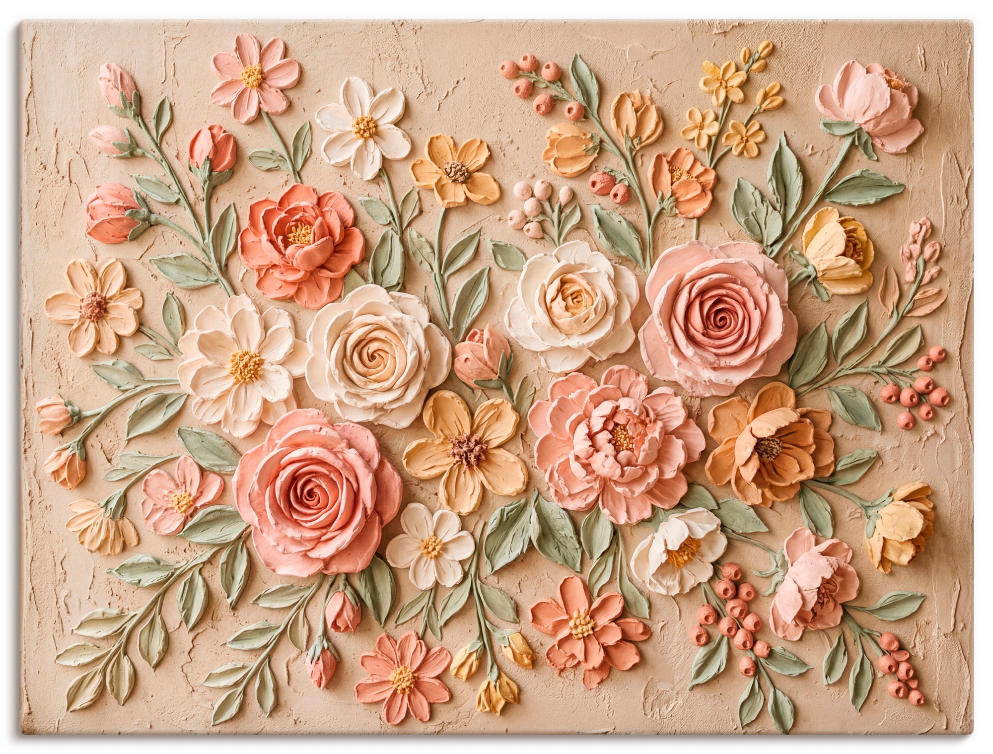Image of GOODproduct Wandbild "Blumen in Struktur-Optik" Blumenbilder 1 Stk. tlg. in verschiedenen Grössen