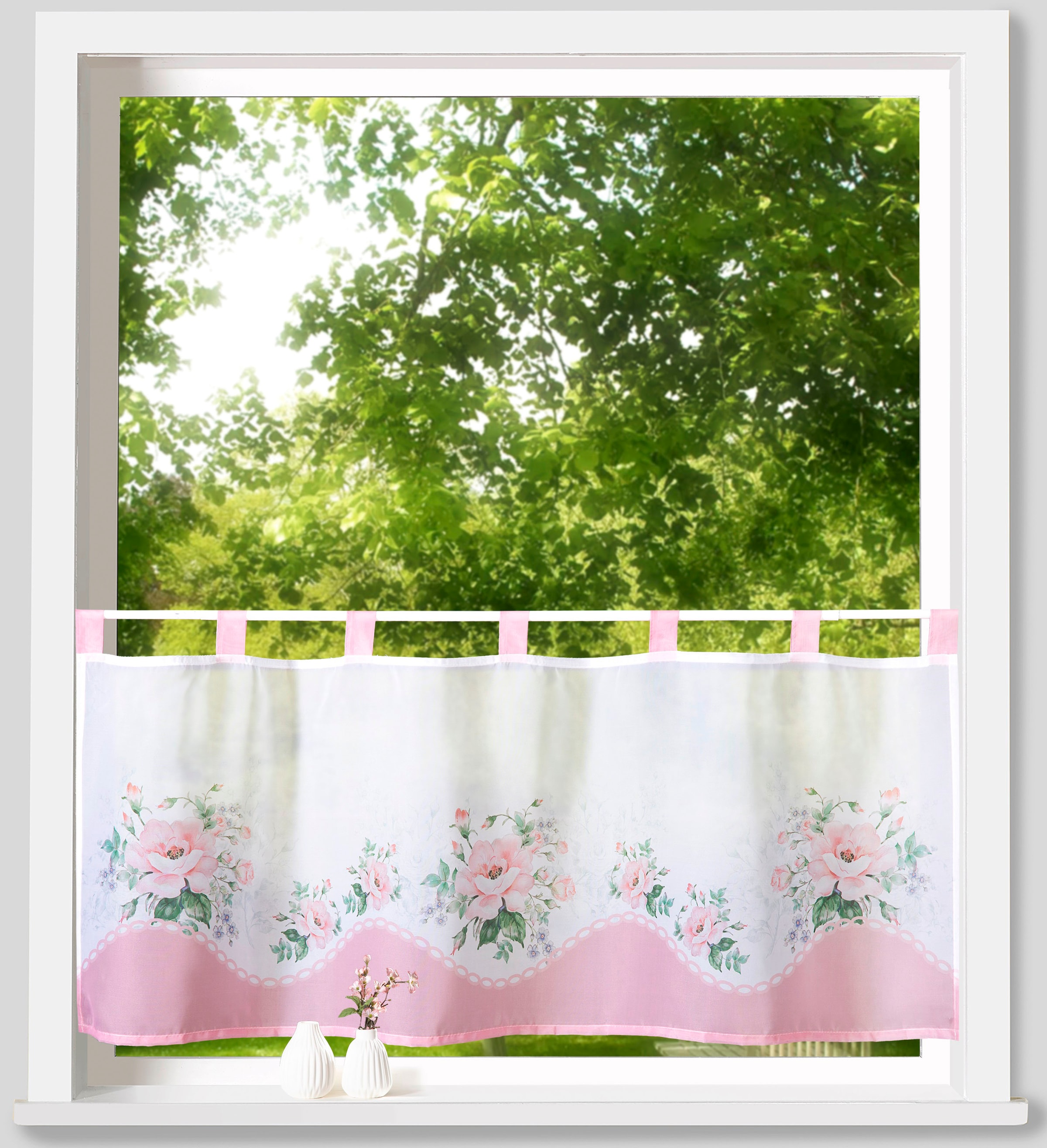 Weckbrodt Scheibengardine »Sarah« Schlaufen 1 Stk. tlg. Bistro, Voile, bedruckt, floral, HxB 45x120cm, Gardine, Store