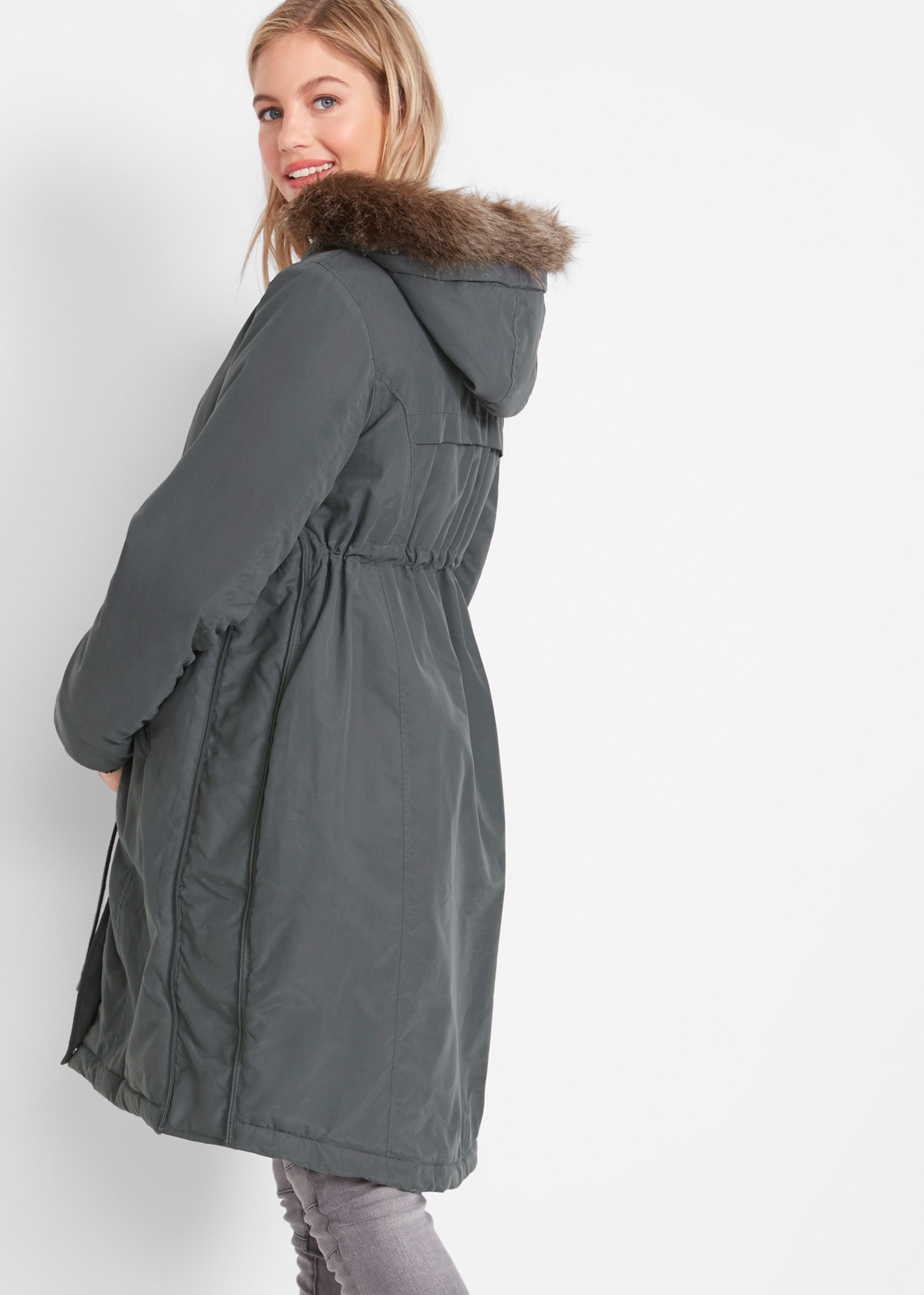 bonprix Veste de maternité mit Kapuze mit seitlichen Reissverschlüssen zur Weitenregulierung, mit 2-Wege-Zip