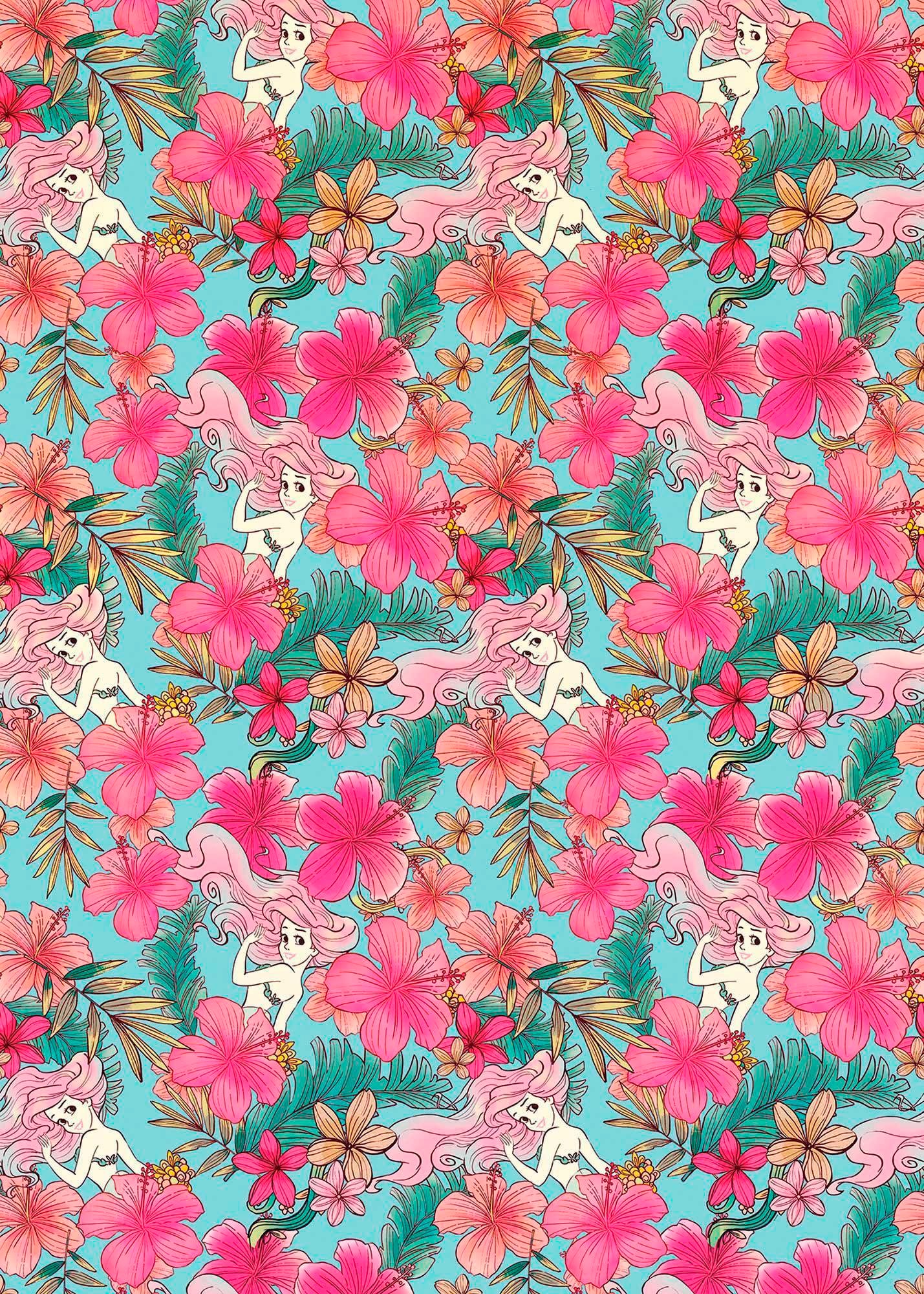 Image of Komar Vliestapete "Digitaldruck Vlies - Ariel Pink Flower - Grösse 200 x 280 cm" bedruckt glatt Kinderzimmer