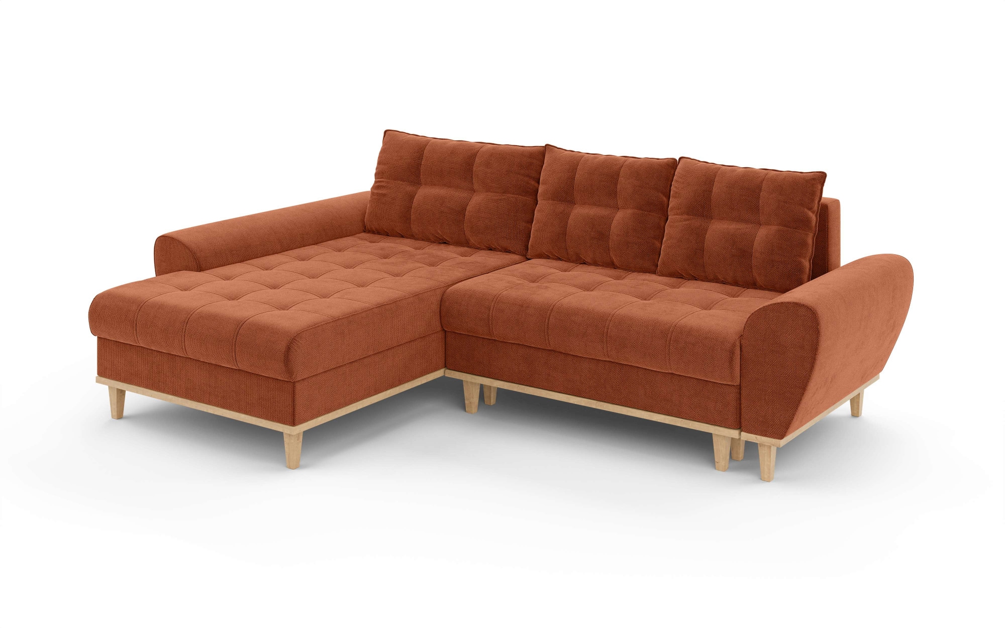 Home affaire Ecksofa »Ahrdorf mit Bettfunktion und Bettkasten, Masse: B/H/T 268/86/175 cm«, L-Form mit 3 Rückenkissen und moderne gerundete Armlehnen