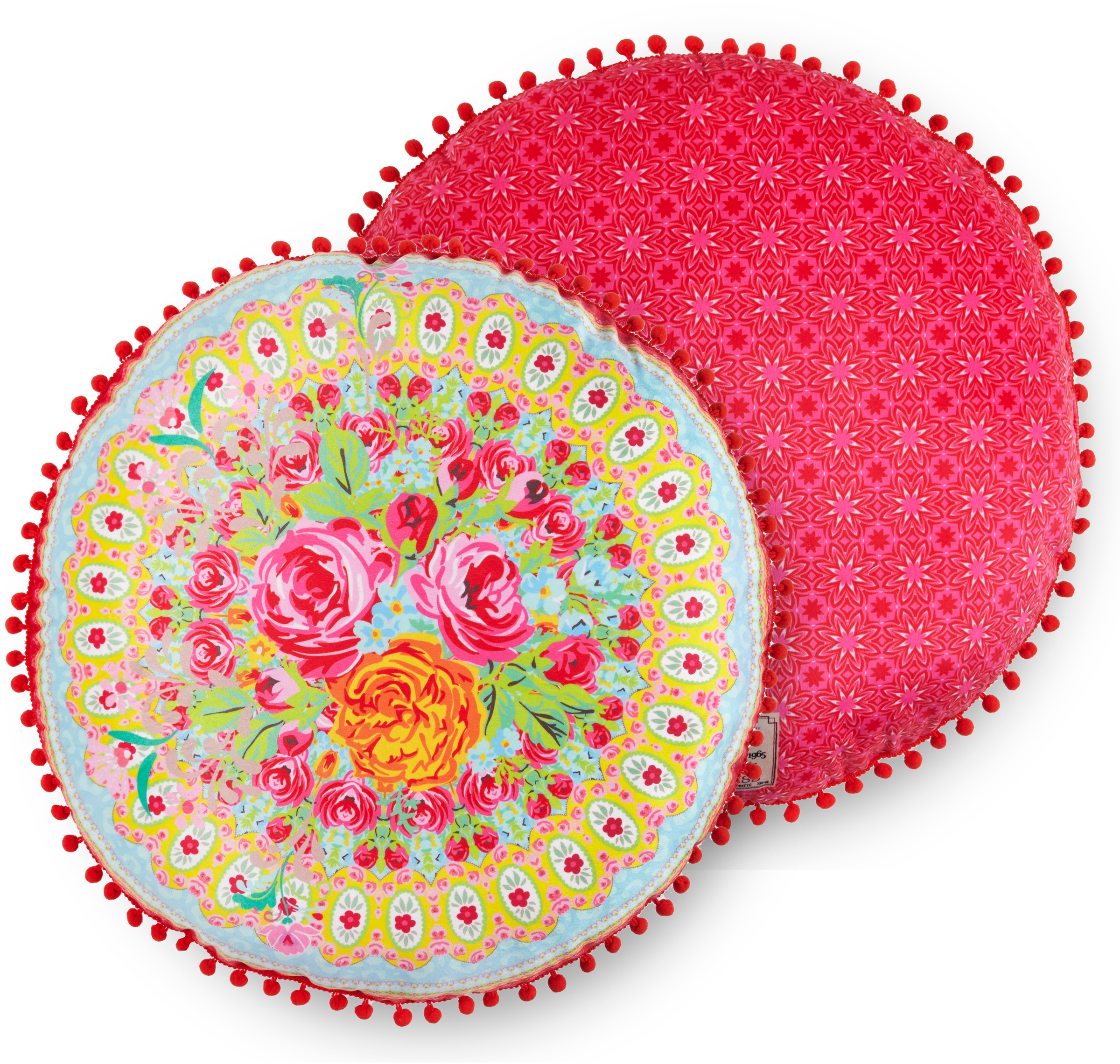 Image of Happiness Dekokissen »Wildrose«, (1 St., 1 55 cm rund Dekokissen-mit Pompons), mit Pompons bei Ackermann Versand Schweiz