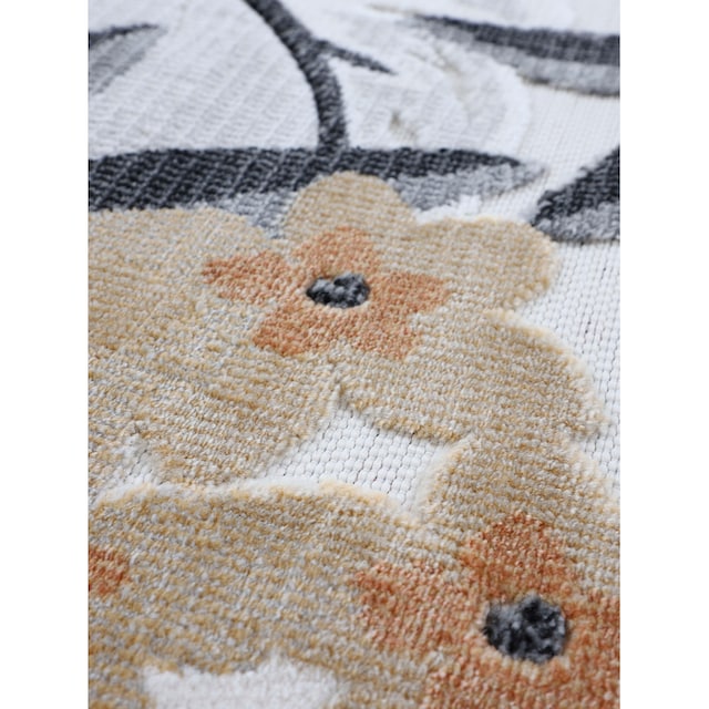 carpetfine Teppich »Deja 102«, rechteckig, robustes Flachgewebe, Motiv- Floral  Palmenblätter, Hoch-Tief Effekt kaufen