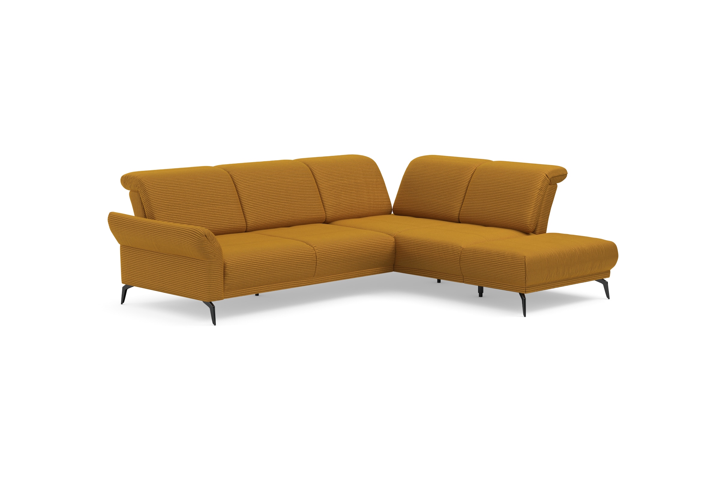 INOSIGN Ecksofa »Coco L-Form«, Sitztiefen-, Arm- und Kopfteilverstellung, Cord-Bezug, Fusshöhe 15 cm
