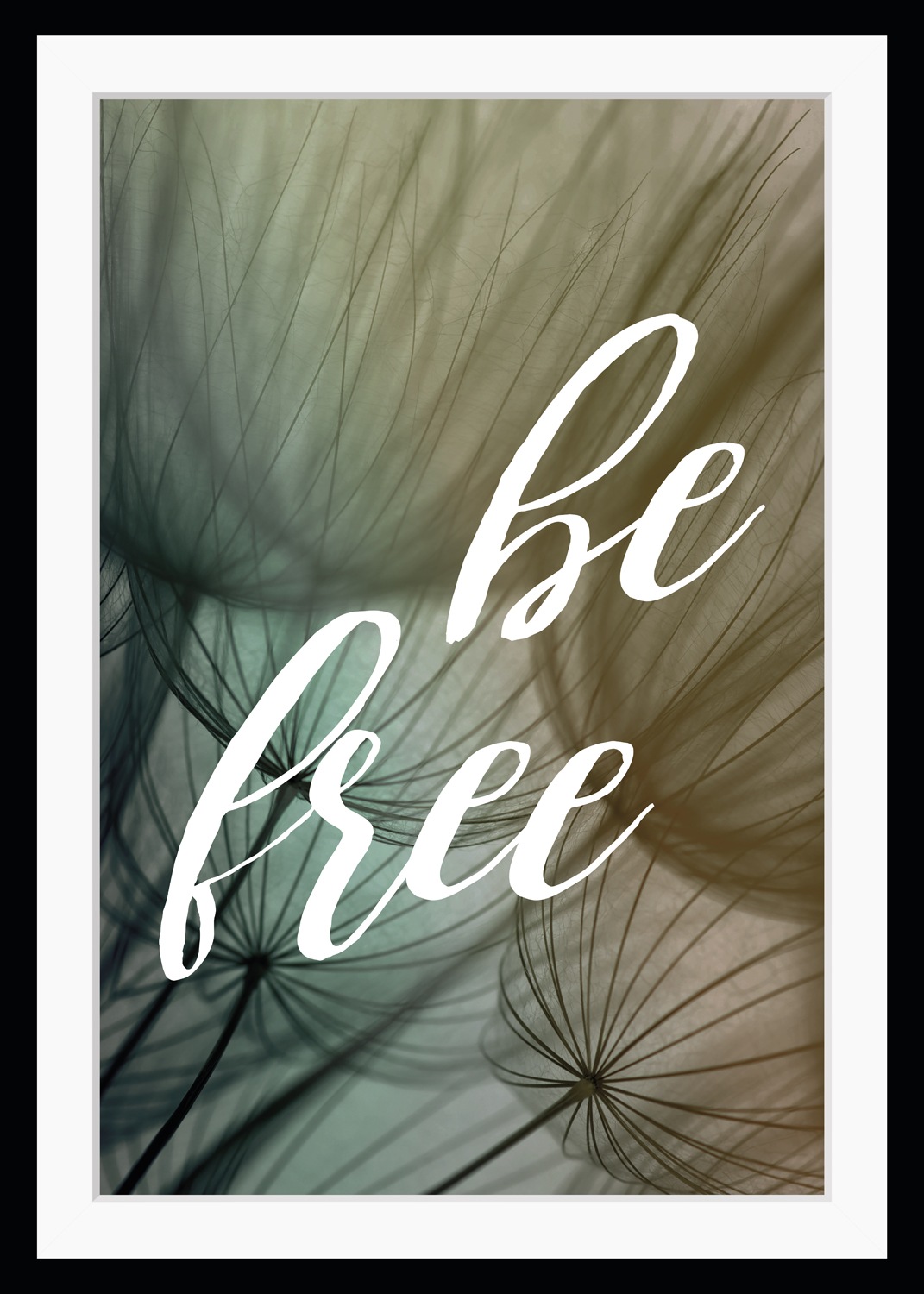 Image of queence Bild "be free" Motivationsbilder Pflanzenbilder Schriftzug Sprüche & Texte HD Premium Poster-Druck inkl. Holzrahmen
