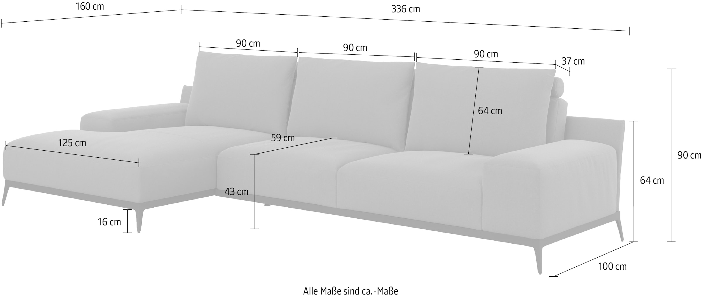 machalke® Ecksofa »lorenzo, L-Form«