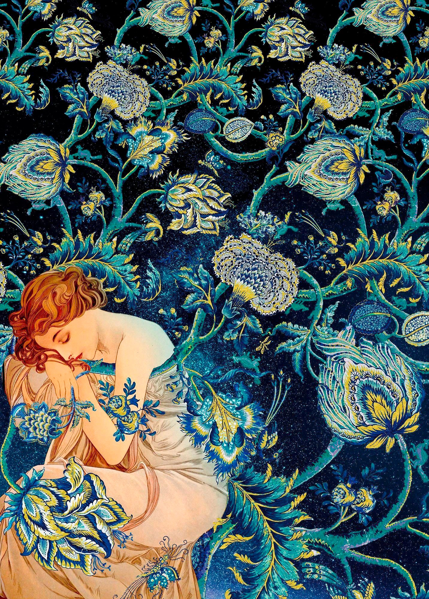 Image of Komar Vliestapete "Digitaldruck Vlies - Femme dOr - Grösse 200 x 280 cm" bedruckt glatt Wohnzimmer, Schlafzimmer