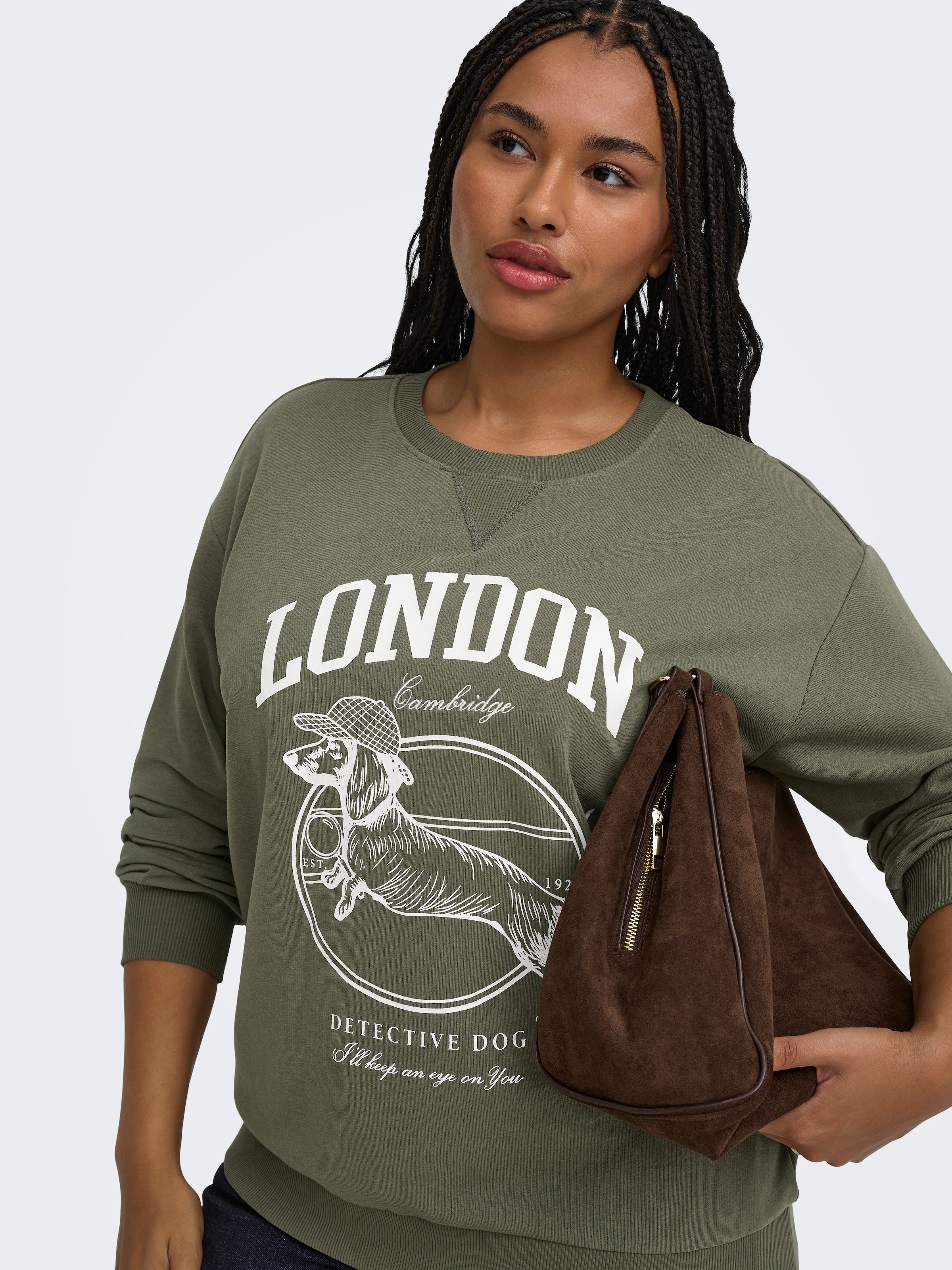 ONLY CARMAKOMA »CARAMELIA LS O-NECK SWEAT JRS«, mélange coton, coupe régulière
