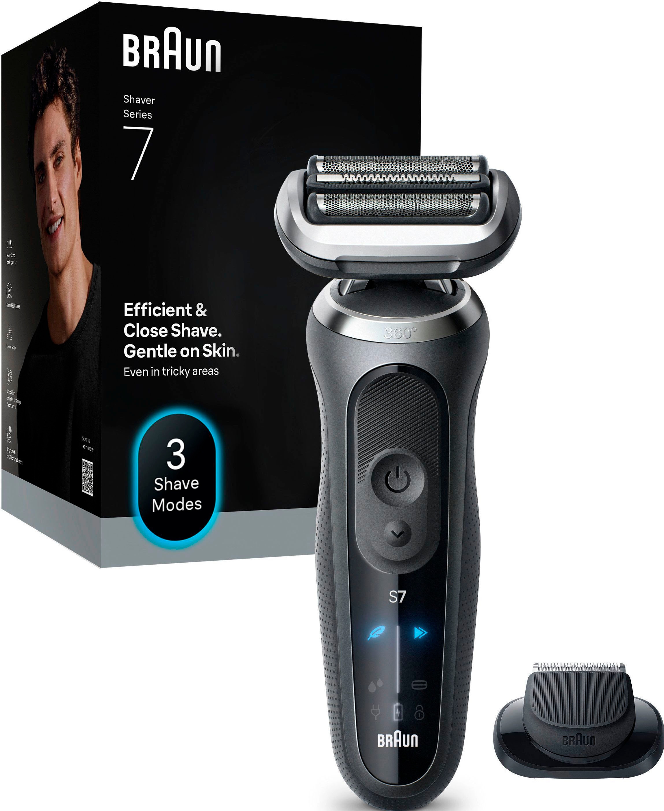 Image of Braun Elektrorasierer "Series 7 72-G1200s" 1 Stk. Aufsätze Bis zu 60 Min, Präzisionstrimmer-Aufsatz, 100% wasserdicht
