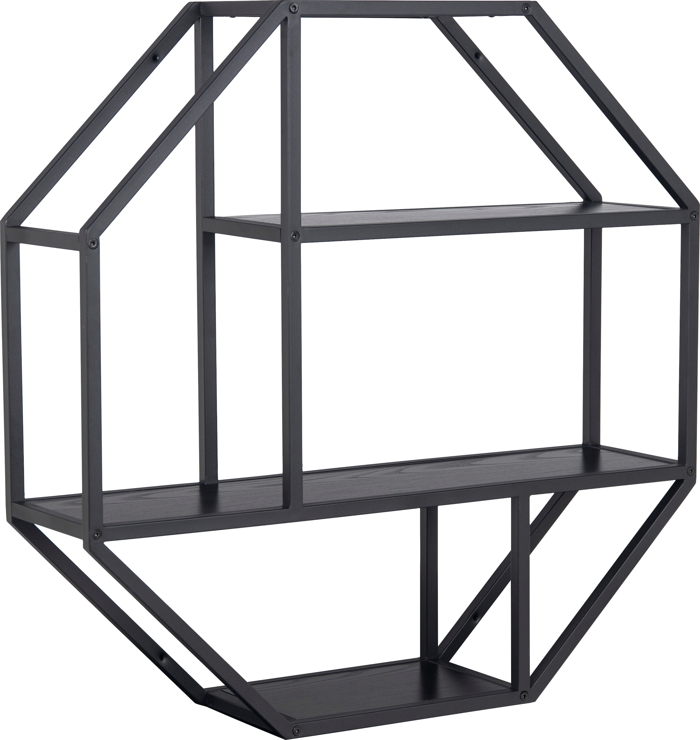 Image of ACTONA GROUP Wandregal Metallgestell, 2 Einlegeböden, Achteckform und asymmetrischen Details
