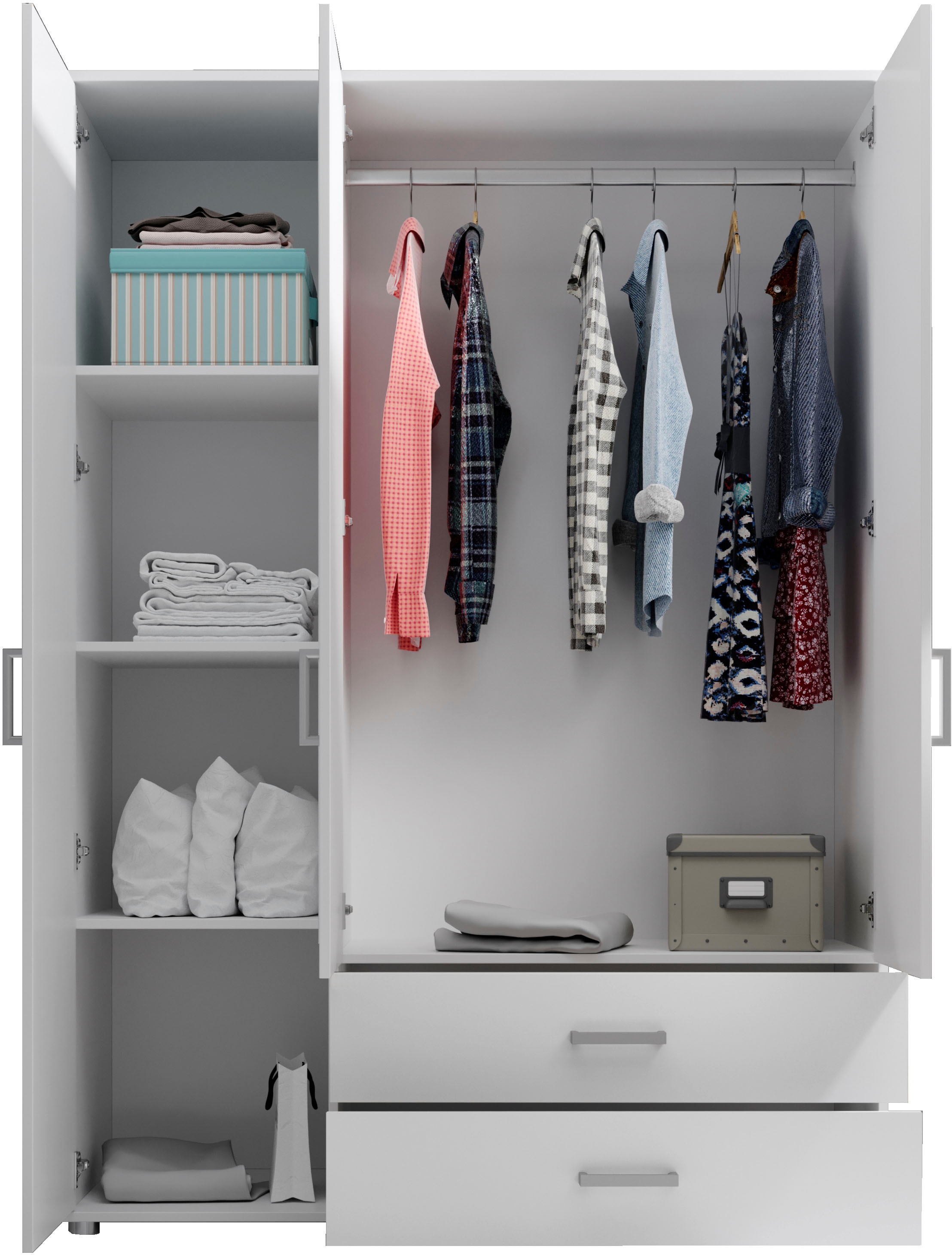 Schlafkontor Armoire à portes battantes »Ivar Kleiderschrank mit Spiegel« inklusive 2 Spiegeltüren und 2 farblich abgesetzten Schubkästen