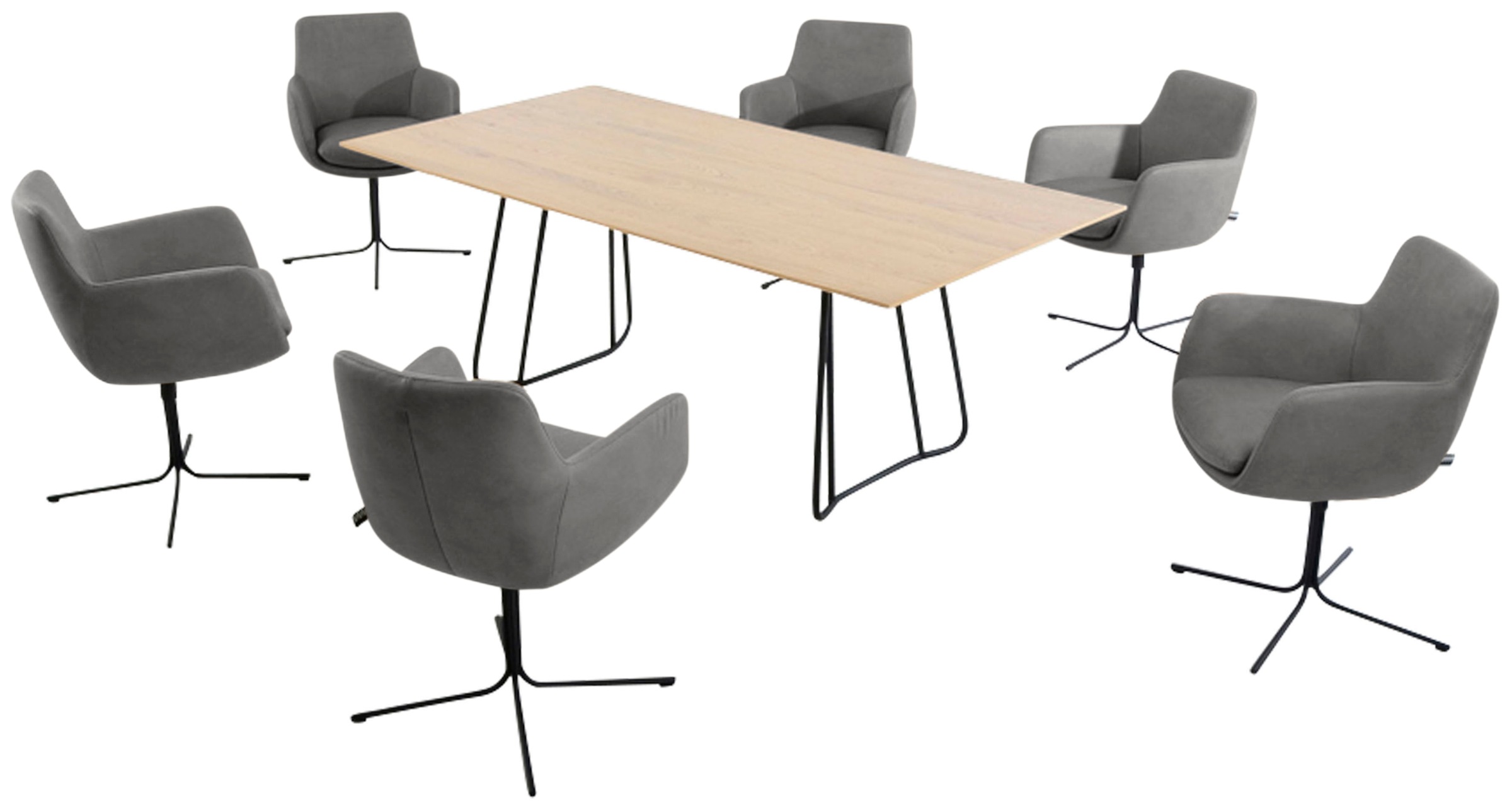 K+W Komfort & Wohnen Esszimmerstuhl "Pego Drehstuhl" () filigranem 4-Fuß-Gestell in schwarz