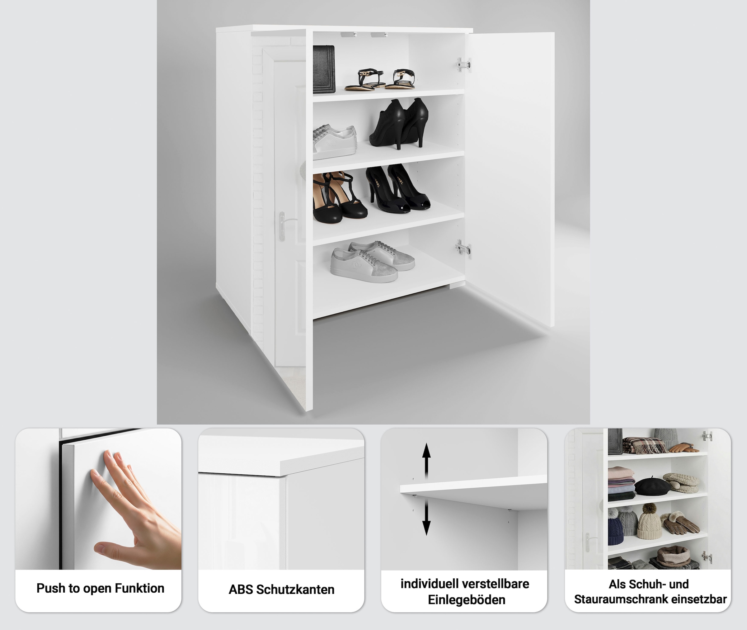 GOODproduct Commode à chaussures »Paris« zwei Türen mit verstellbaren Einlegeböden, Breite 70cm
