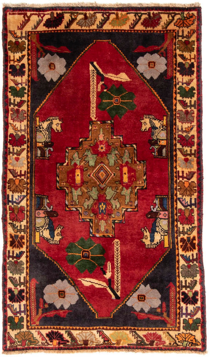 Image of morgenland Hochflor-Läufer »Shiraz Figurativ Rosso 188 x 108 cm«, rechteckig, 1 mm Höhe, Handgeknüpft bei Ackermann Versand Schweiz