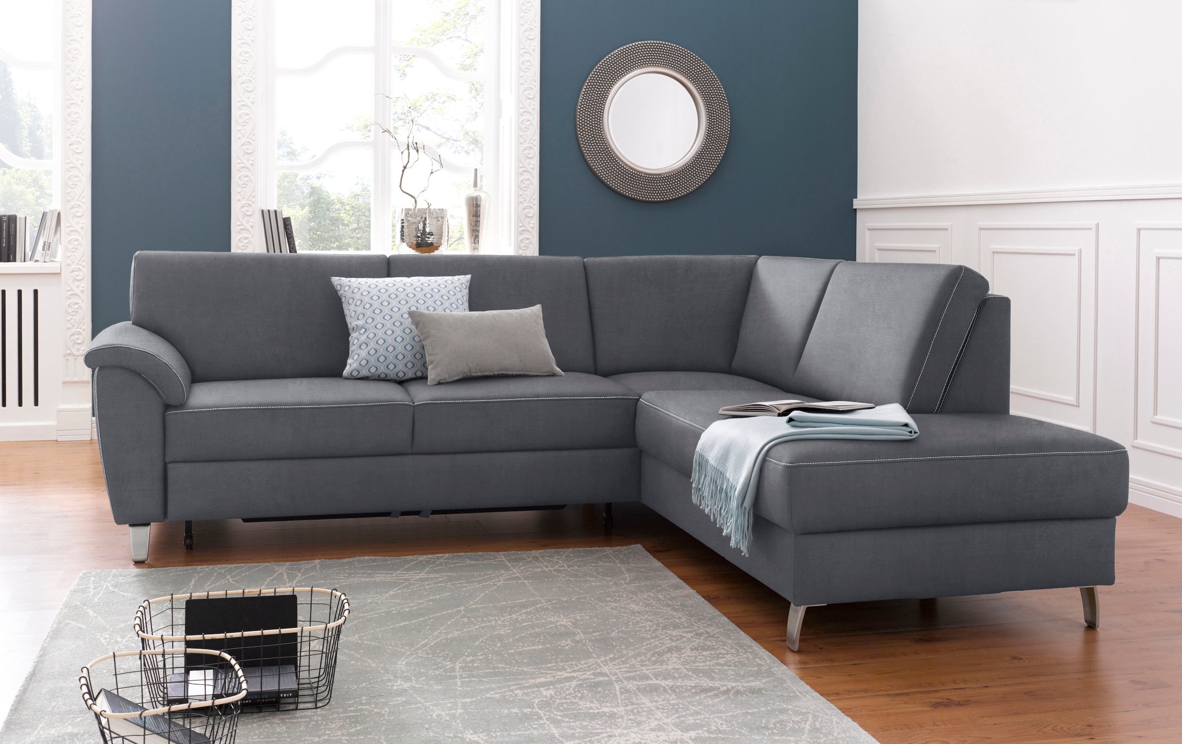 sit&more Ecksofa »Texel L-Form« mit Federkern, wahlweise mit Bettfunktion und Bettkasten