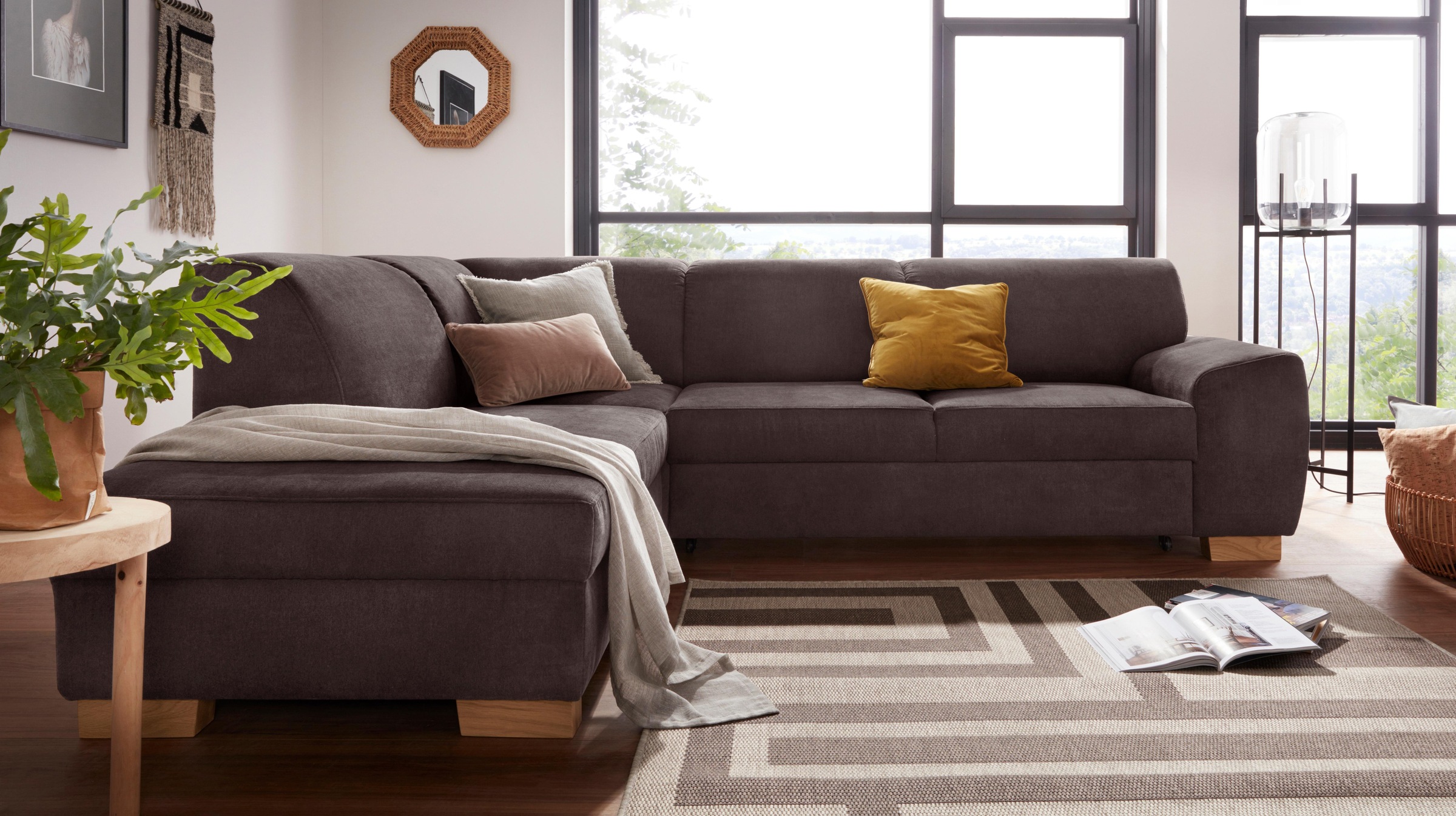 DOMO collection Ecksofa »Incanto kubische Formensprache, komfortabel, L-Form«, wahlweise mit Bettfunktion