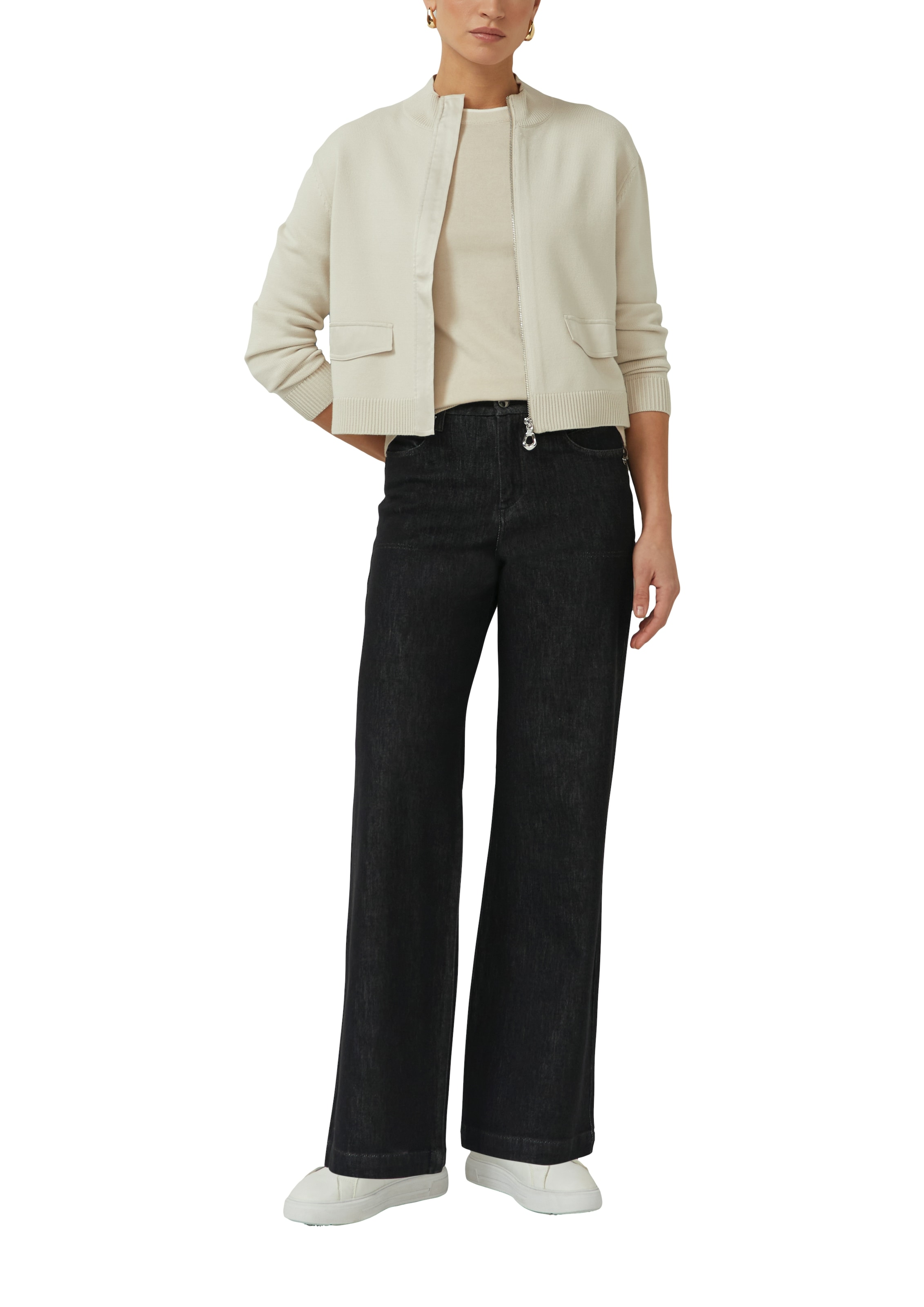 s.Oliver BLACK LABEL Rundhalspullover mit Rippbündchen