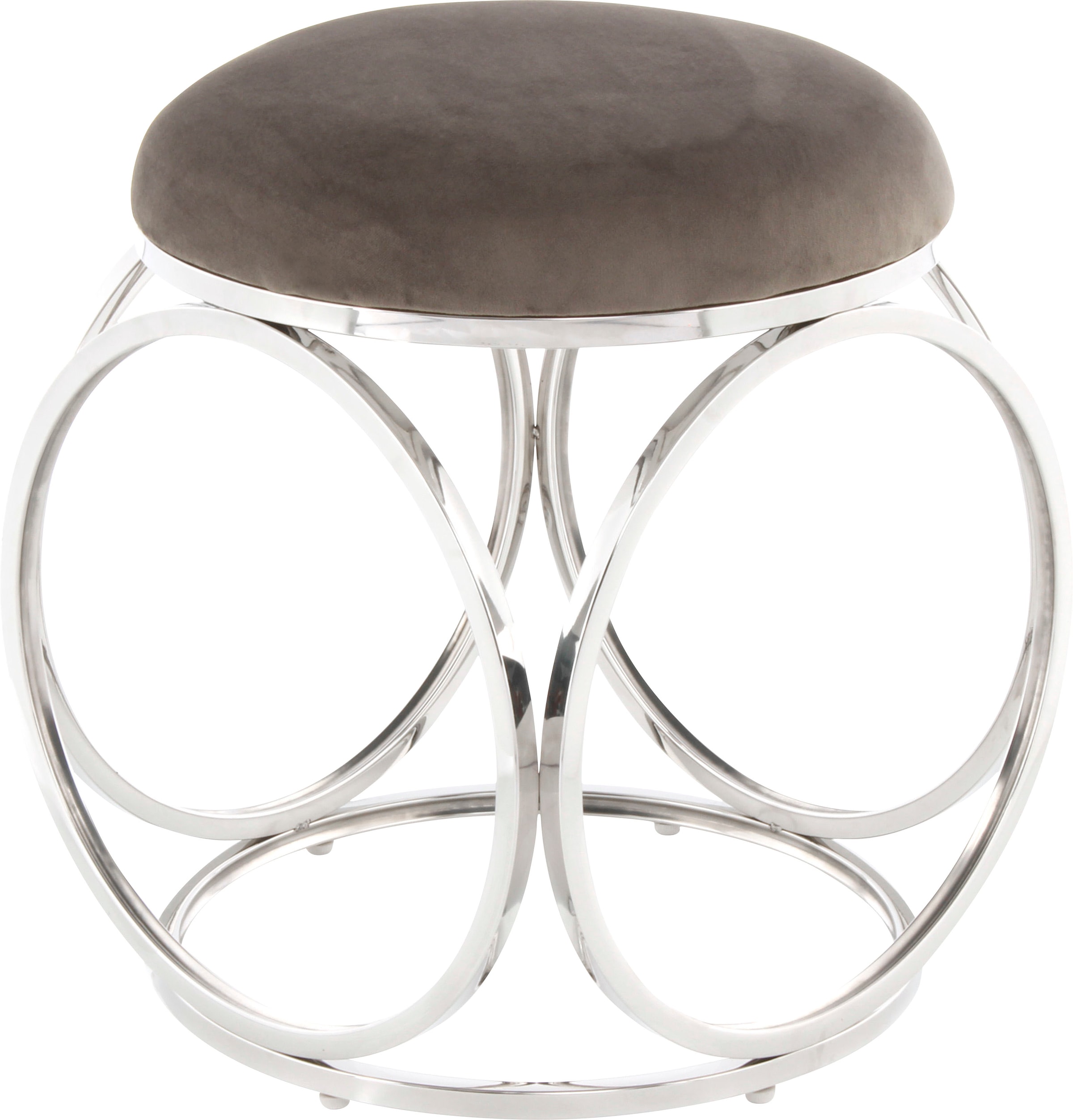 Kayoom Sitzhocker »Hocker Whitney 325,Hocker mit offenem Design, Gestell aus Metall«, (1 St.), glamourös, hochwertig, pflegeleicht, rundes Sitzkissen
