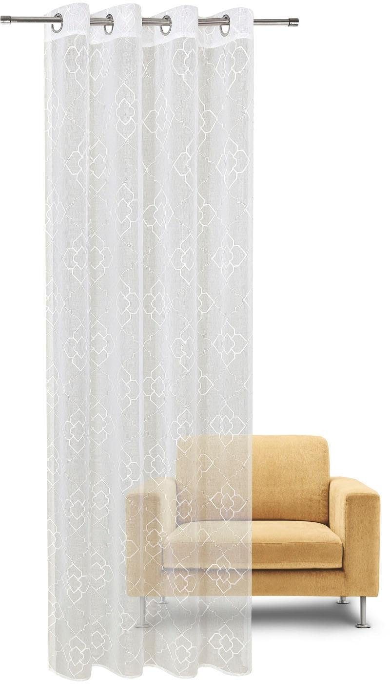 Image of Gerster Vorhang "Debby" Ösen 1 Stk. tlg. HxB: 235x140, Ösenschal mit Allover Stickerei