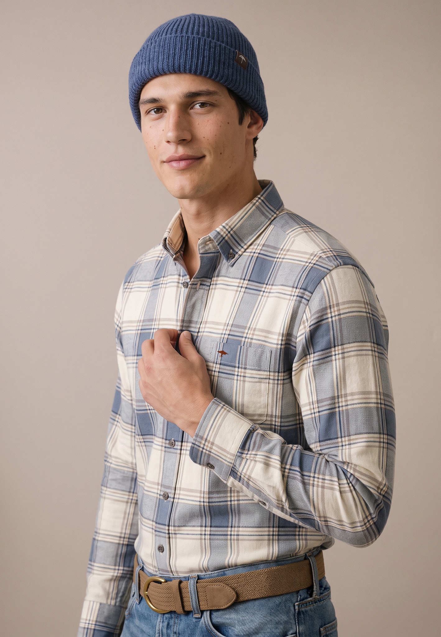 FYNCH-HATTON Chemise à carreaux mit Button-Down-Kragen