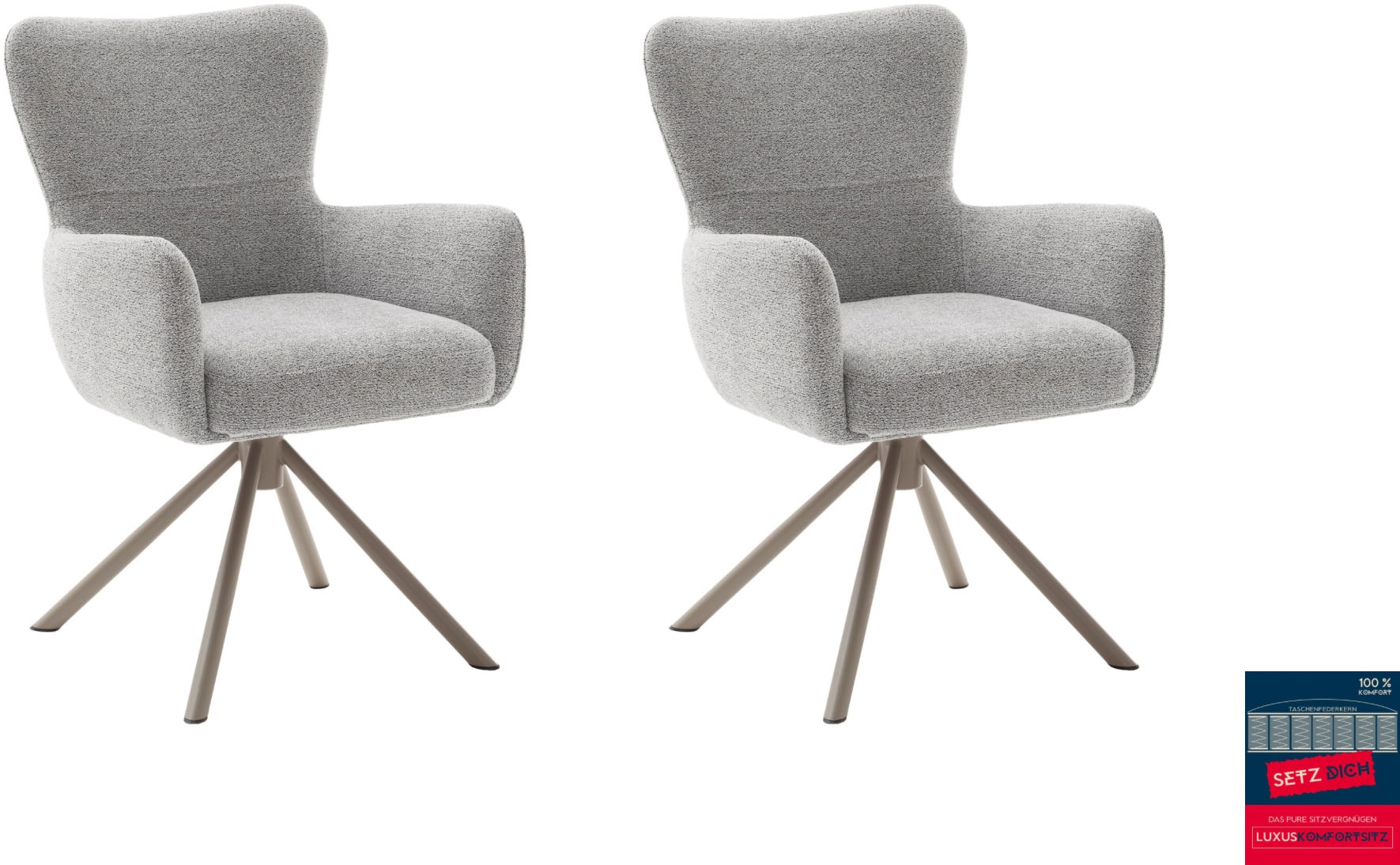MCA furniture 4-Fussstuhl (Set) 2 Stk.Taschenfederkern, 360° drehbar