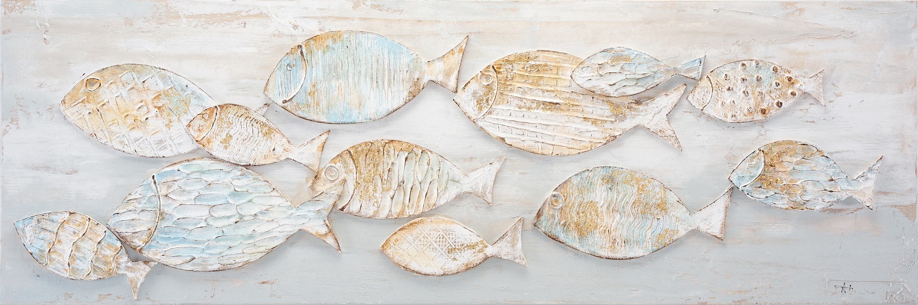 Image of Bönninghoff Ölgemälde "handarbeit FISCHE 40x120 cm – Wandbild Kunst Deko modern" Fisch Fisch & Meeresfrüchte Meer 1 Stk. tlg. handgefertigt, jedes Bild ein Unikat