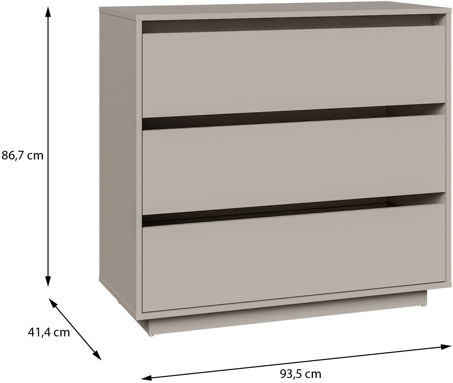 FORTE Commode »Tahoe Kommode, 3 Schubkästen, grifflos, Stauraum« L/H/P 93,5/86,7/41,4 cm beaucoup d’espace de rangement
