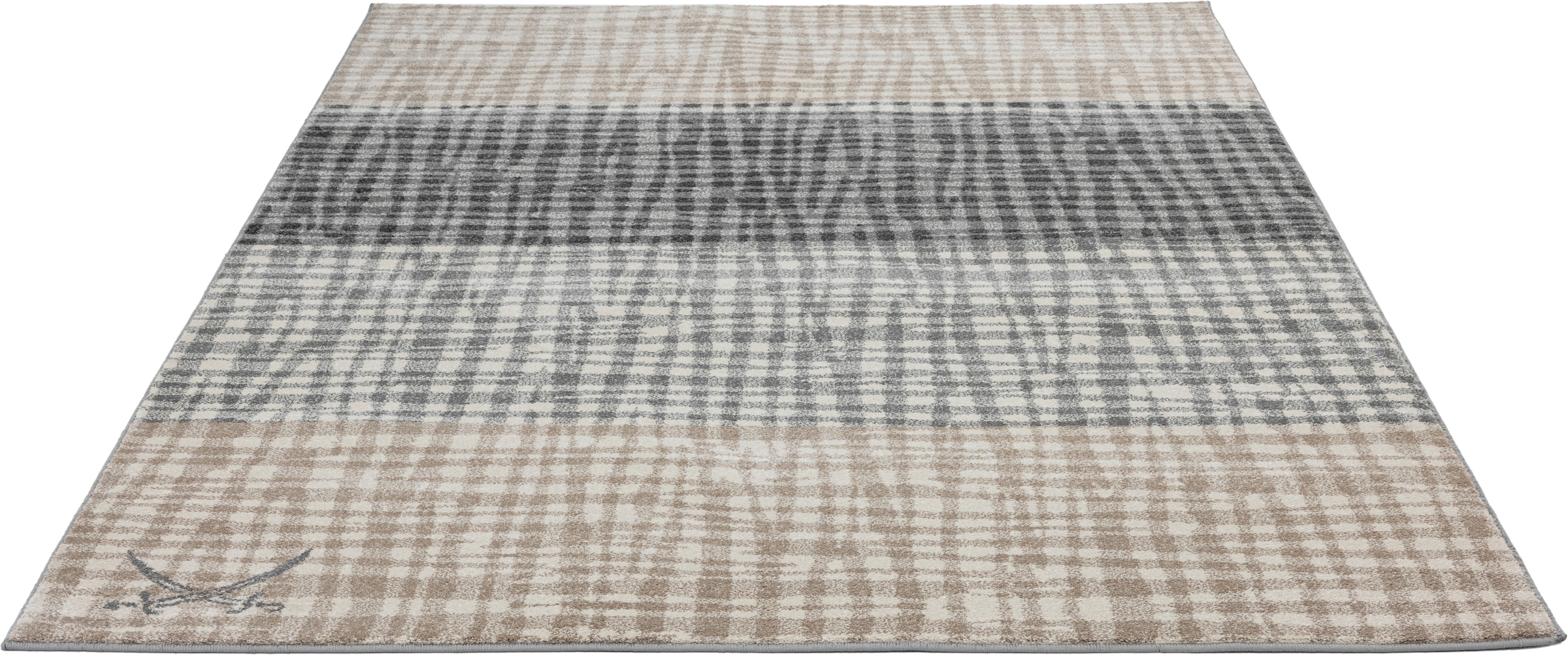 Sansibar Teppich »Heide SA-039« rechteckig 10 mm Höhe modernes Design, gestreift, mit Motiv: gekreuzte Säbel, Wohnzimmer