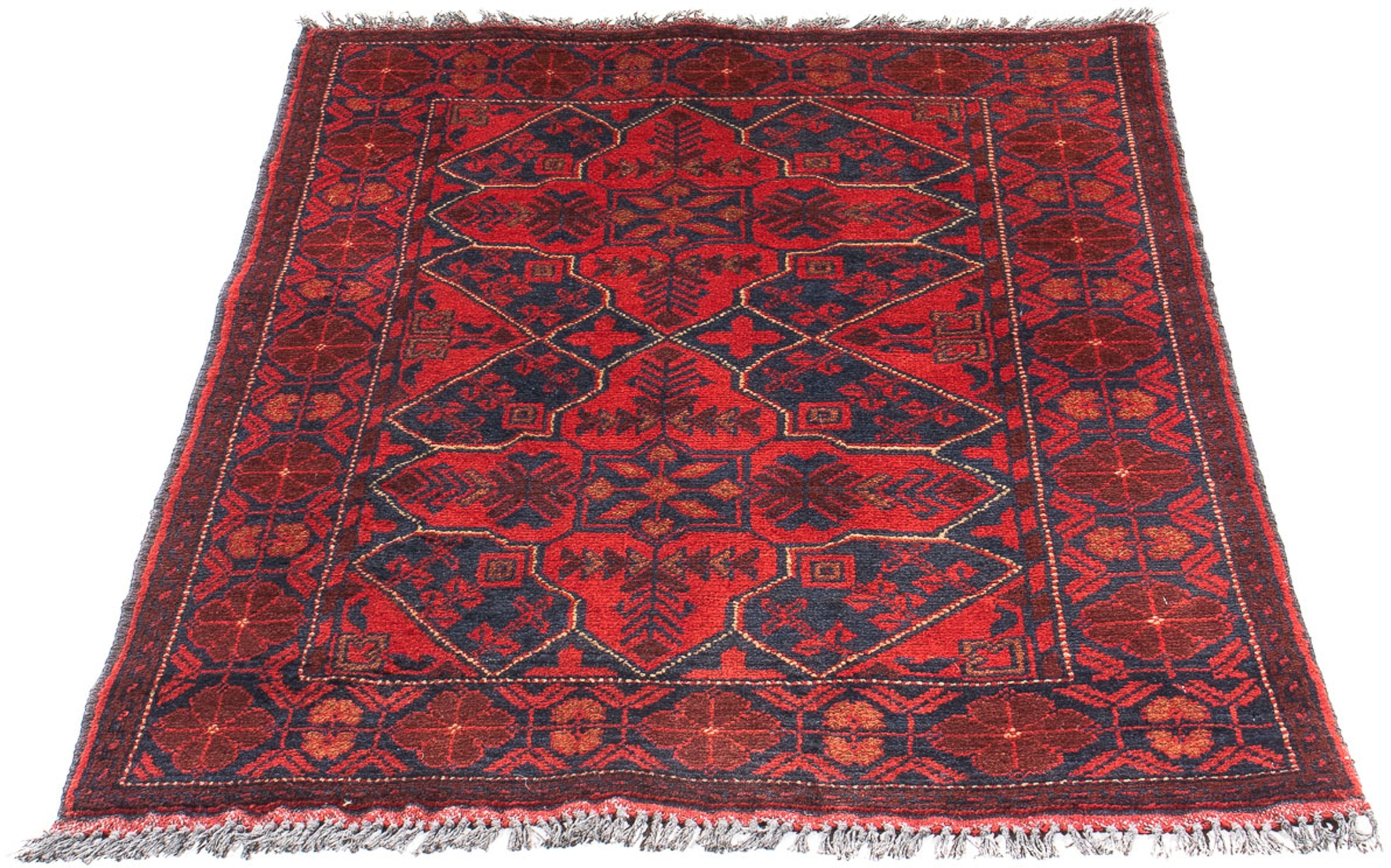 Image of morgenland Orientteppich »Afghan - Kunduz - 125 x 78 cm - dunkelrot«, rechteckig, 7 mm Höhe, Wohnzimmer, Handgeknüpft, Einzelstück mit Zertifikat bei Ackermann Versand Schweiz