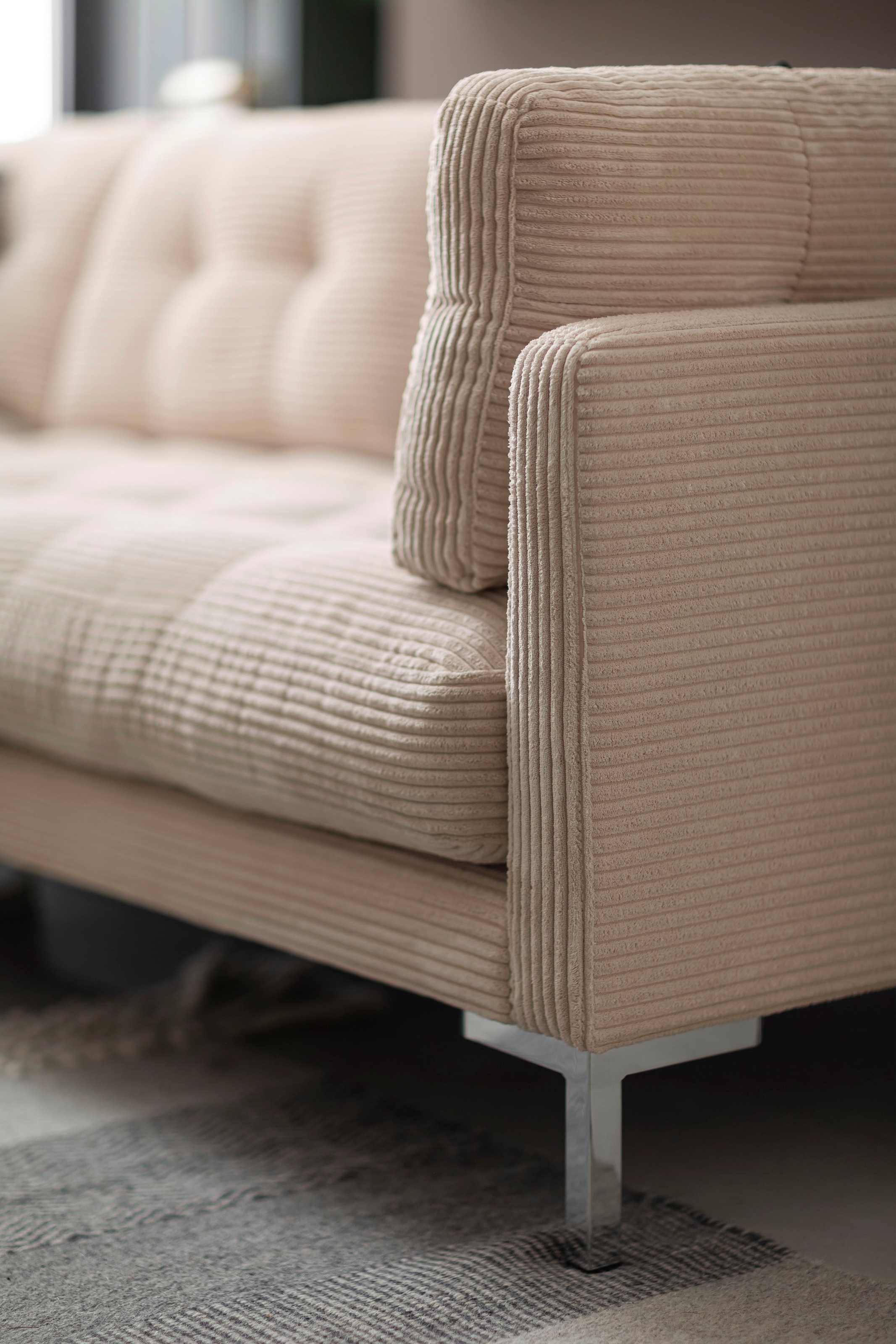 Trends by HG Wohnlandschaft »Landau U-Form«, in Cord-Stoff mit Metallfuss