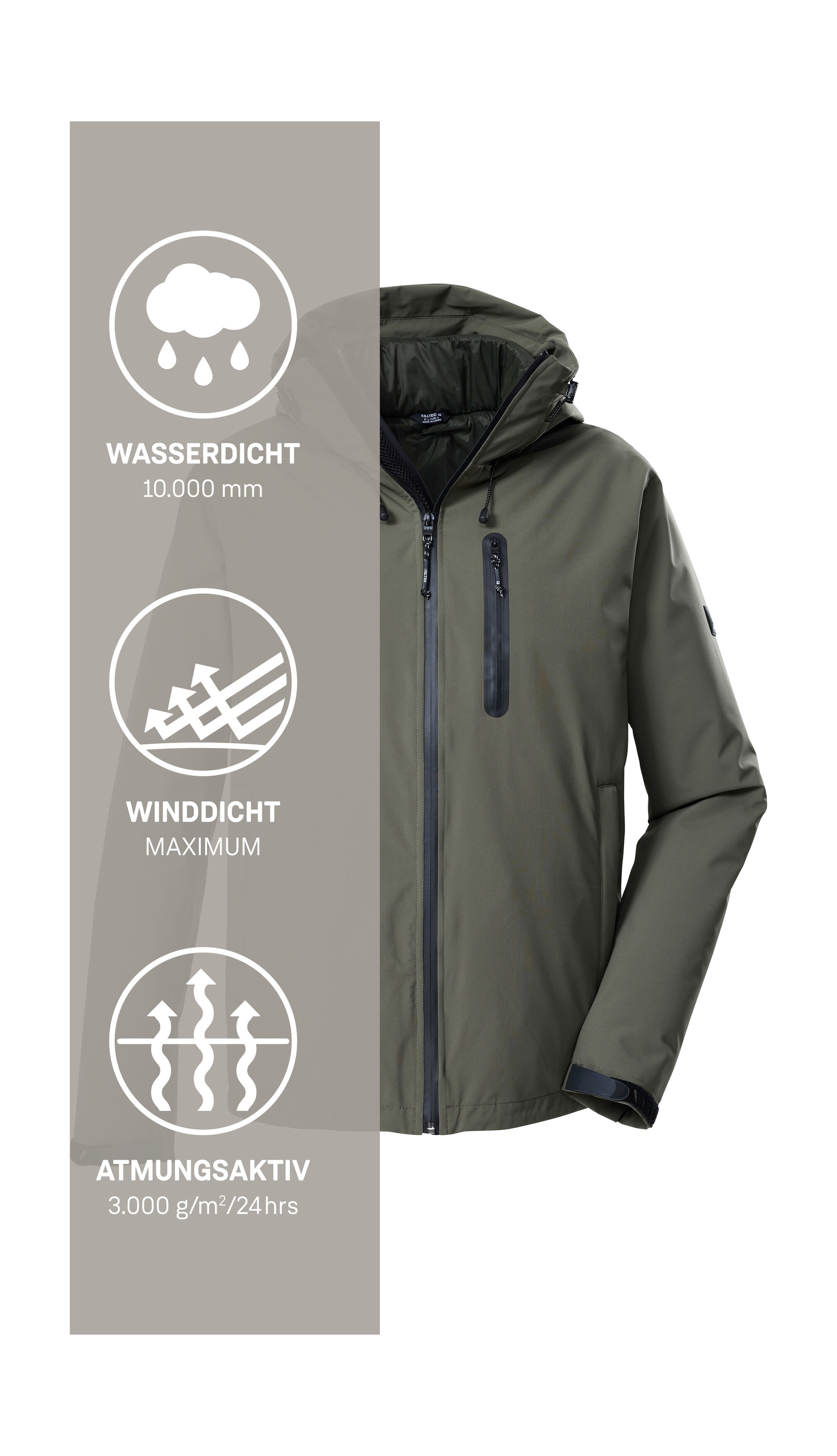 Killtec Veste fonctionnelle 3 en 1 »KOW 95 MN JCKT« veste homme 3 en 1, étanche et coupe-vent, respirante