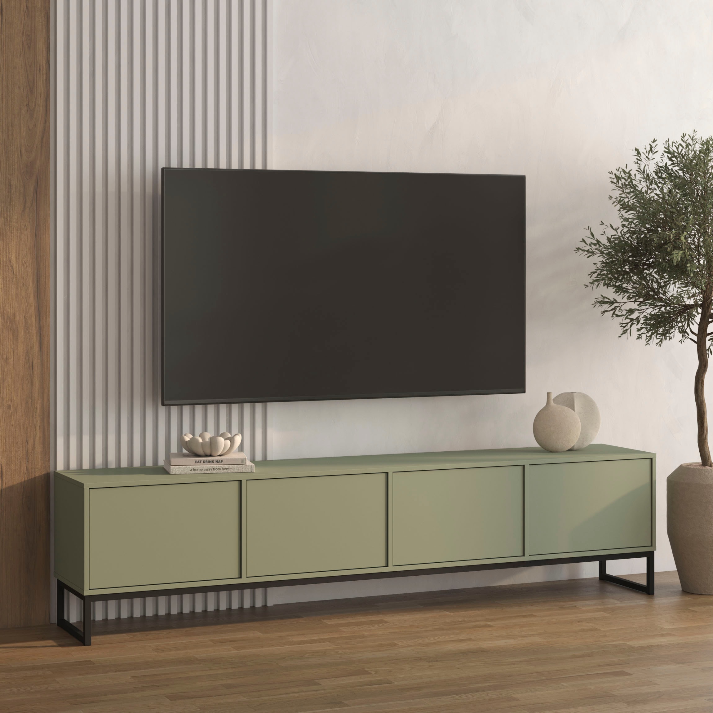 Image of GOODproduct Lowboard "Loft, Breite 208,5 cm, TV-Board mit 4 Klappen, Metallkufen" TV-Kommode mit viel Stauraum, push-to-open-Funktion