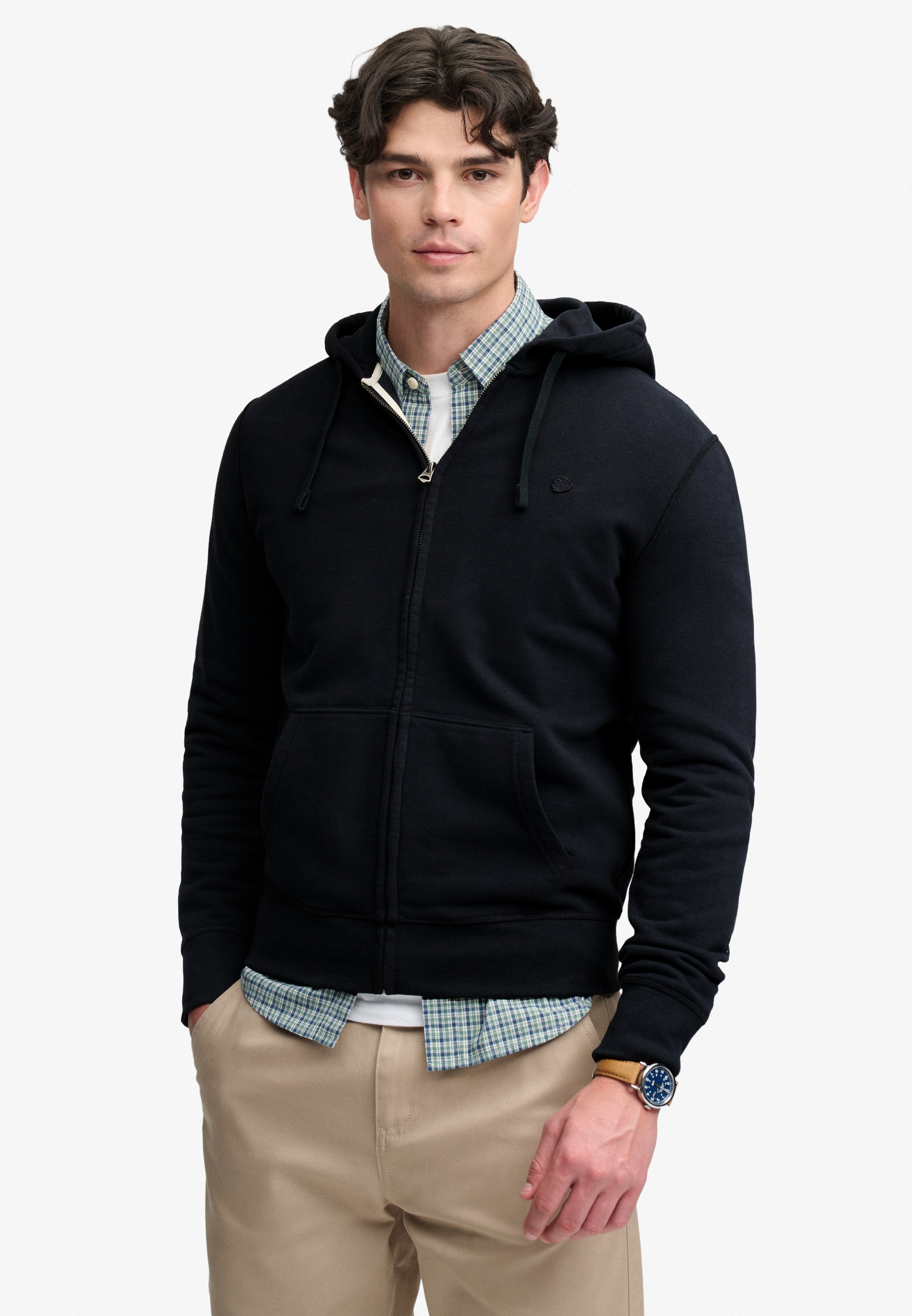 Image of Superdry Kapuzensweatjacke "ESSENTIAL SDCO LOGO ZIPHOOD" Baumwollmischung, regular fit