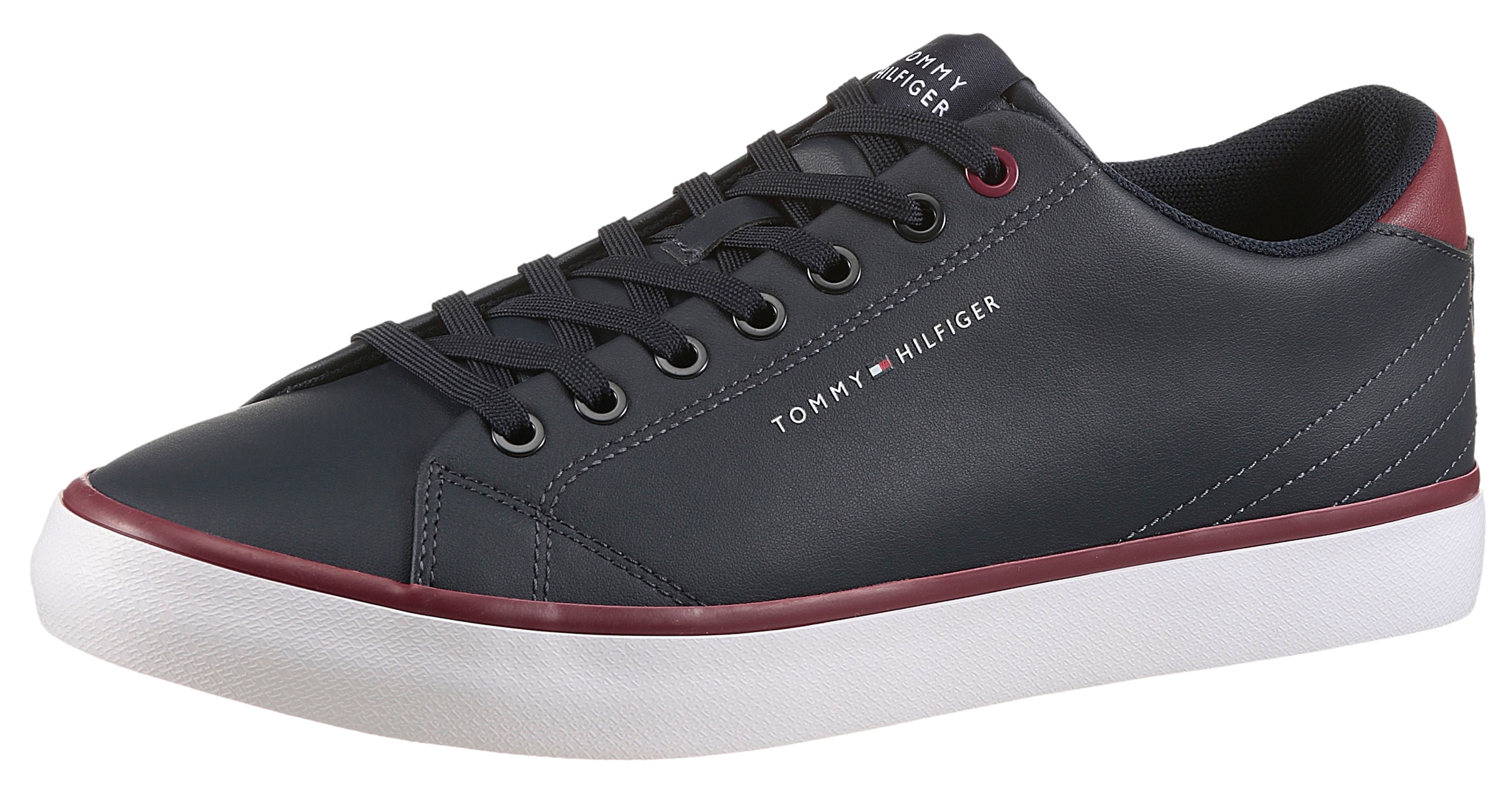 Image of Tommy Hilfiger Sneaker "TH HI VULC CORE LOW LEATHER", Freizeitschuh, Halbschuh, Schnürer mit gepolstertem Schaftrand