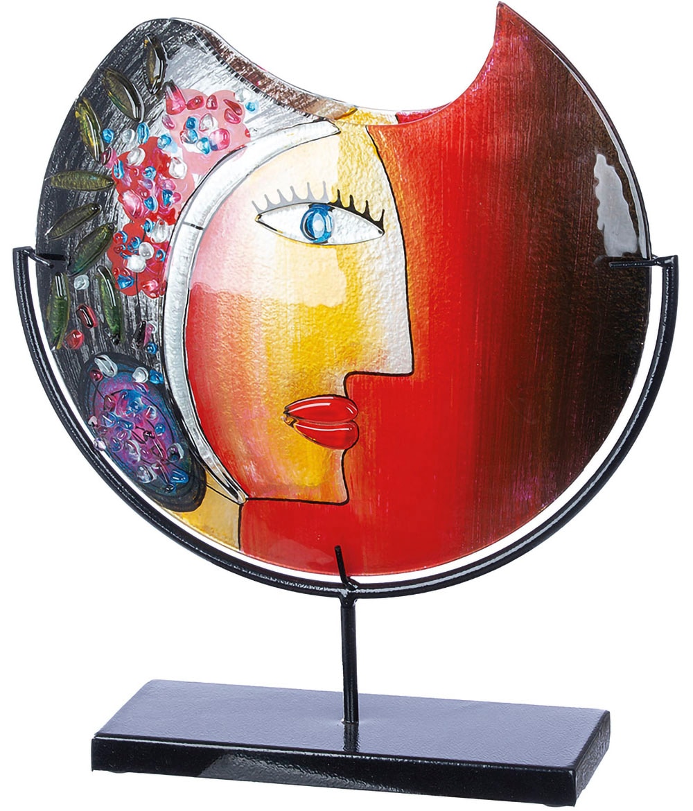 Image of Casablanca by Gilde Dekovase "Glasart Deko Vase Face "Cloe", Höhe ca. 48 cm" aus Metall und Glas, handbemalt mit Fusingglaselementen