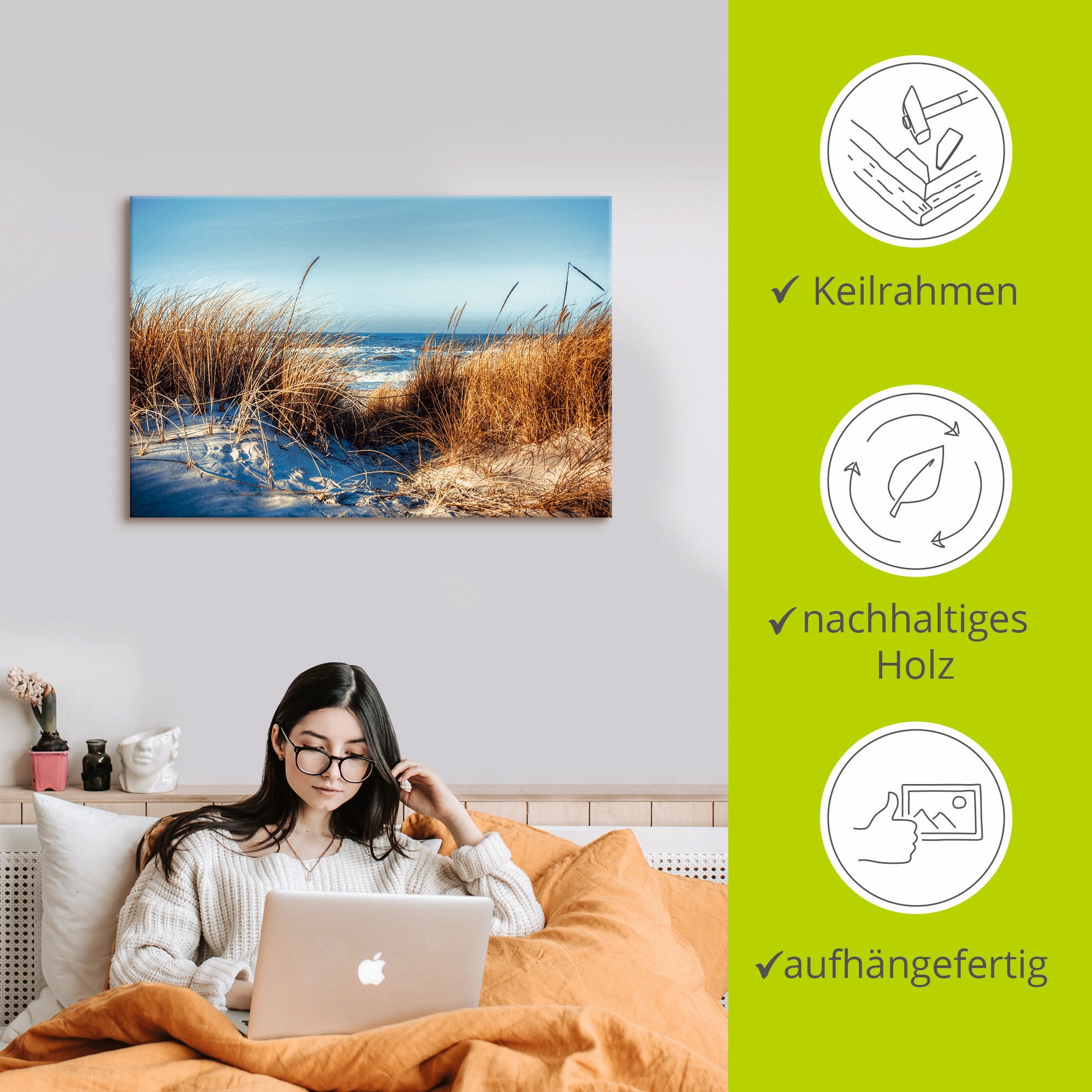 Artland Wandbild »Am Strand«, Strand, (1 St.), als Leinwandbild, Poster in verschied. Grössen