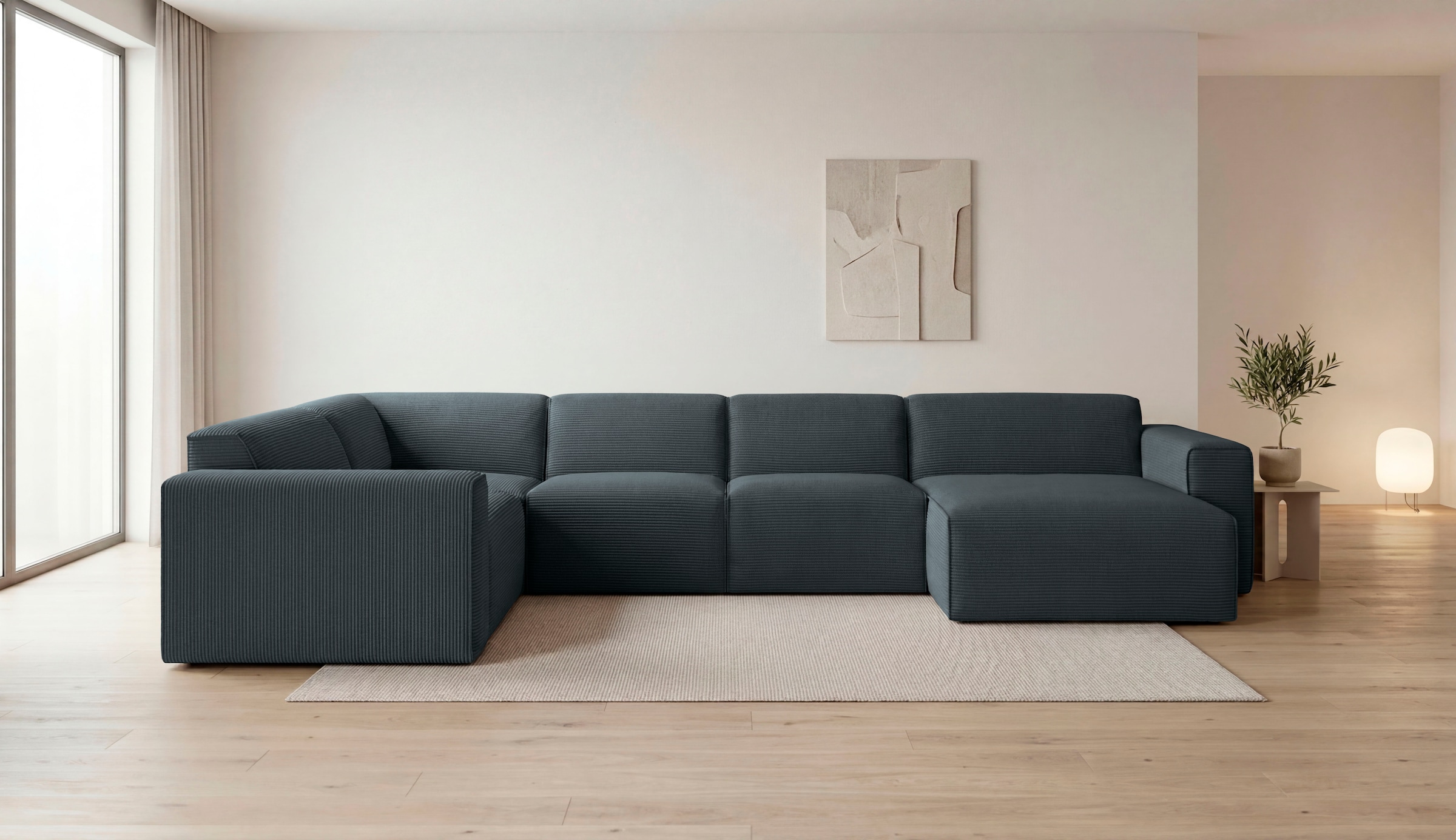 GOODproduct Paysage de salon »Clayton Breite 371 cm, U-Form« dans une housse en velours côtelé tendance, différentes combinaisons disponibles