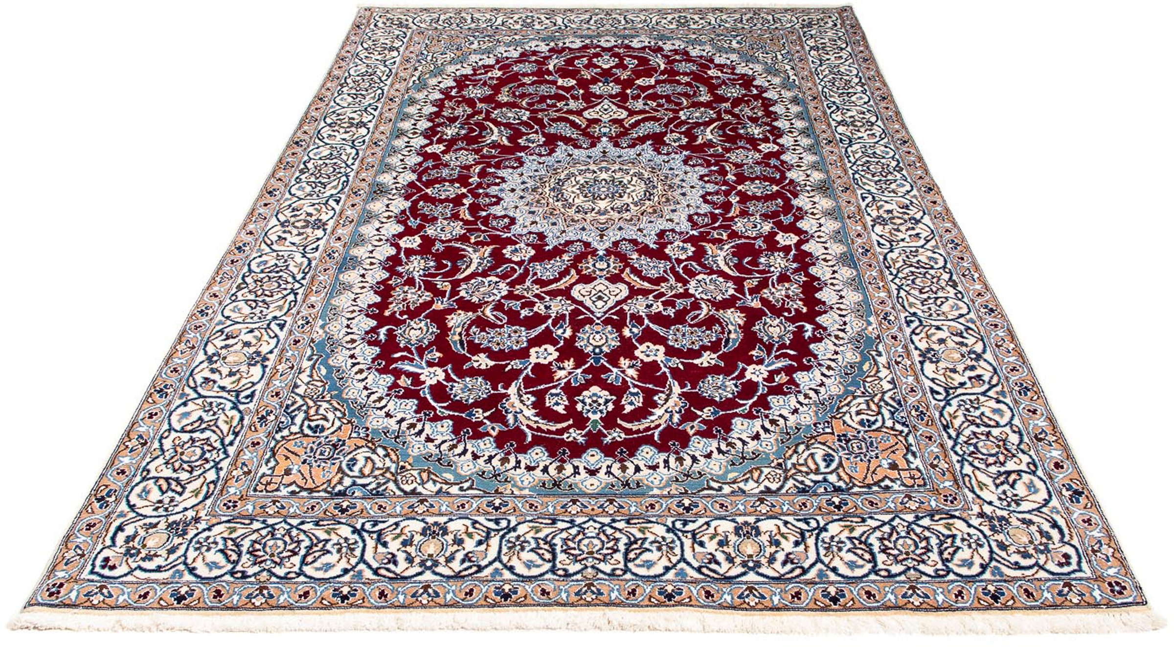 Image of morgenland Orientteppich »Perser - Nain - Royal - 245 x 150 cm - dunkelrot«, rechteckig, 10 mm Höhe, Wohnzimmer, Handgeknüpft, Einzelstück mit Zertifikat bei Ackermann Versand Schweiz