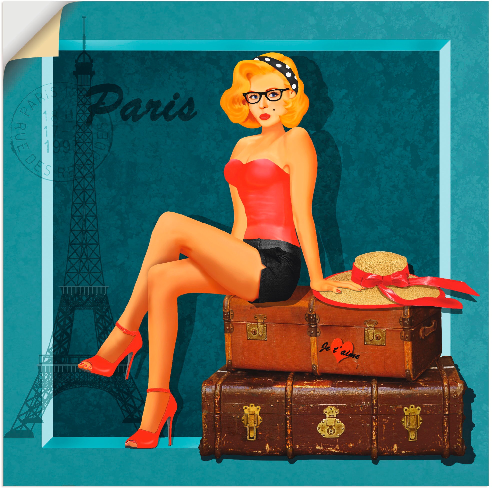 Image of Artland Wandbild »Reise nach Paris«, Frau, (1 St.), in vielen Grössen & Produktarten -Leinwandbild, Poster, Wandaufkleber / Wandtattoo auch für Badezimmer geeignet bei Ackermann Versand Schweiz