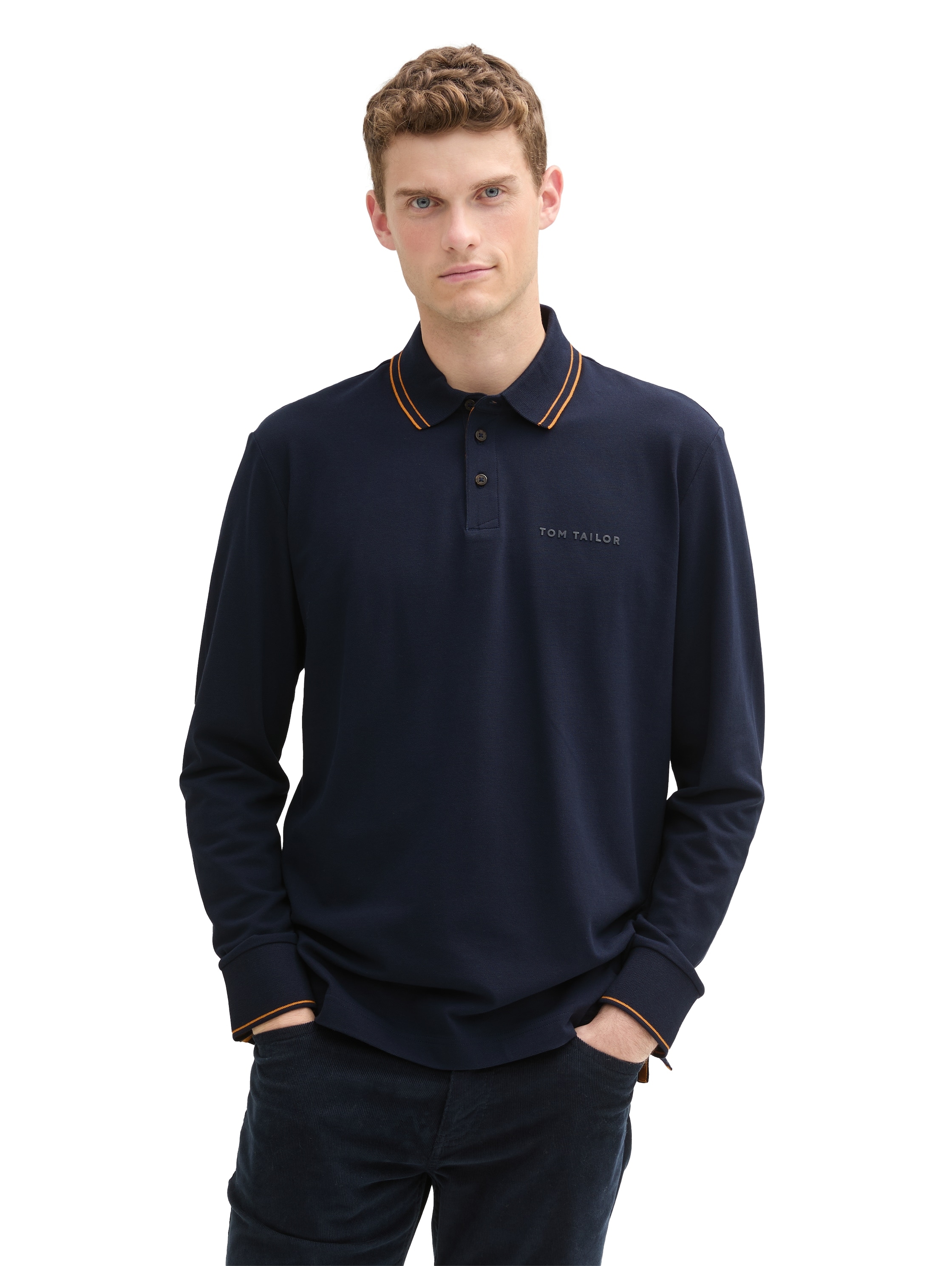 Langarm-Poloshirt, mit Stretchanteil