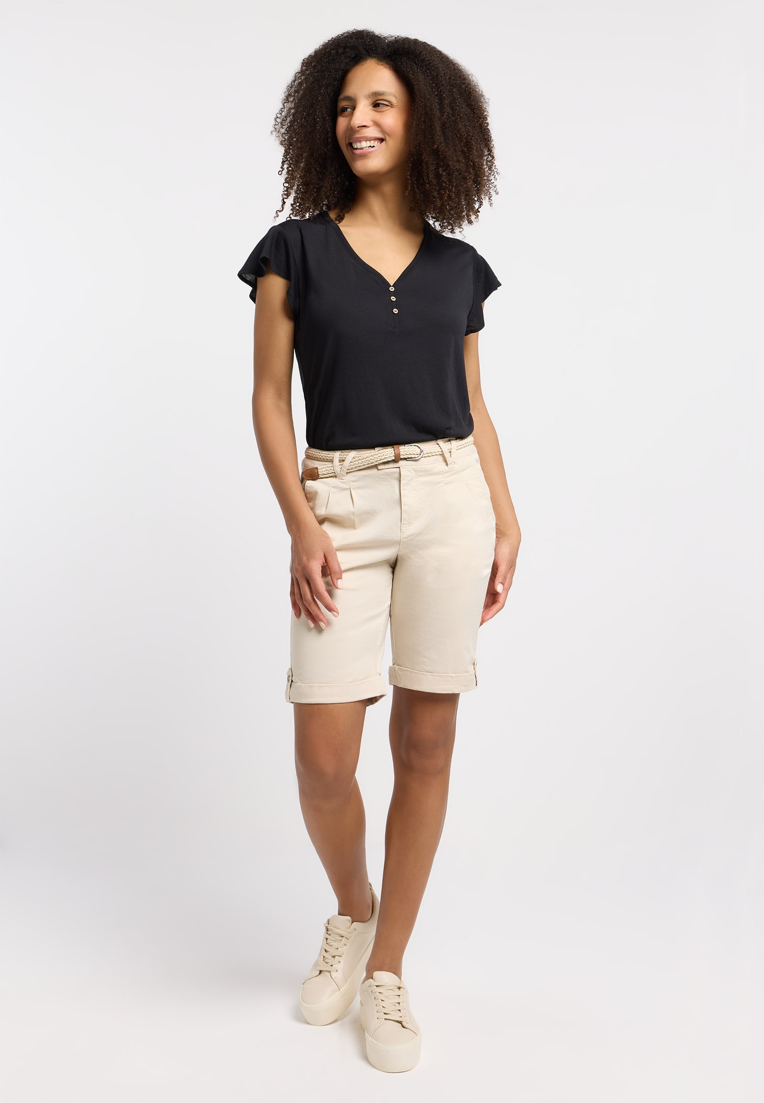 Ragwear Bermuda »YOTO«  Twill élastique, légèrement peigné et avec ceinture
