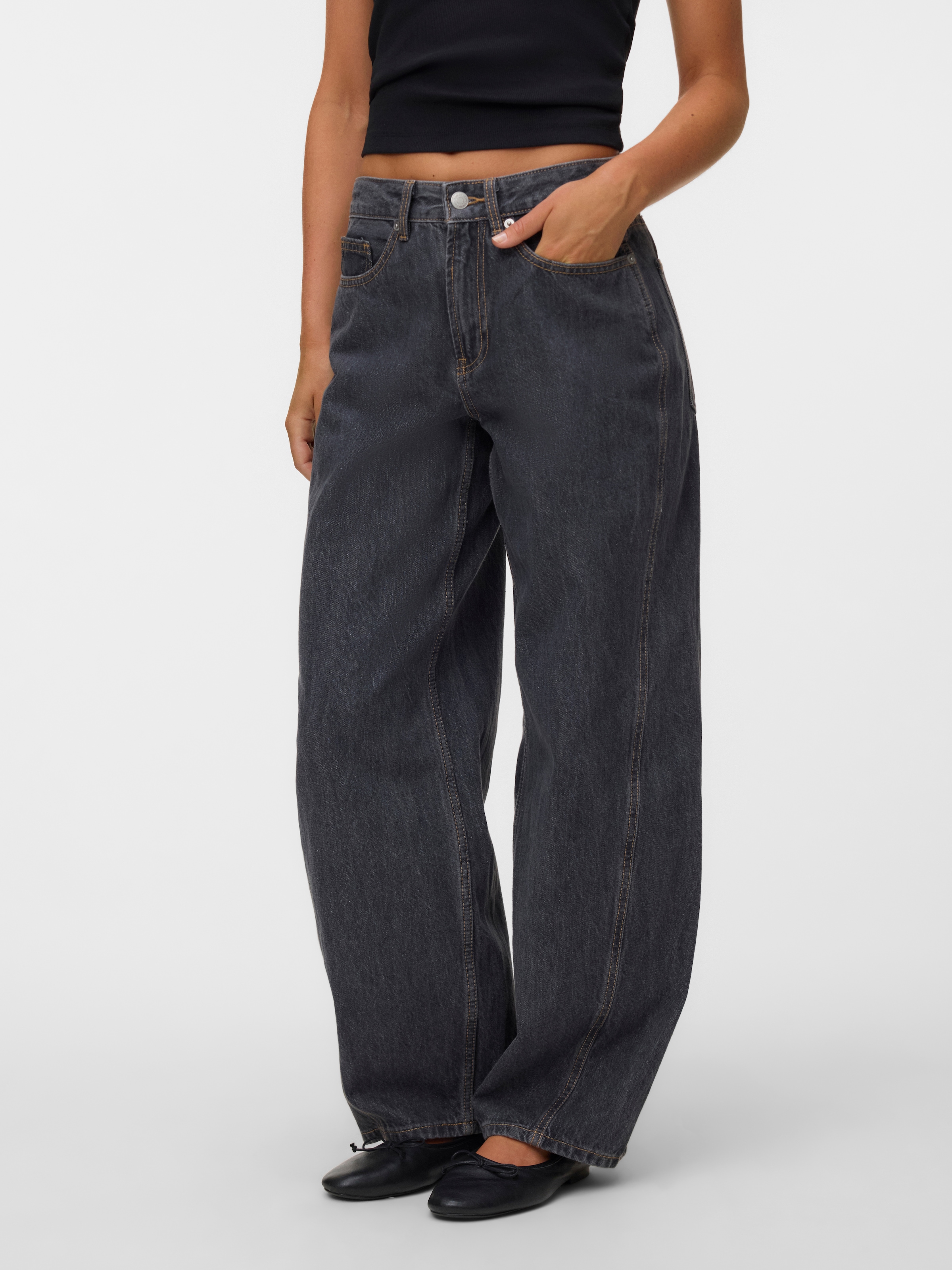 Image of Vero Moda Weite Jeans "VMZOE MR BARREL DNM JEANS LI223 NOOS" Baumwolle, mid waist, loose fit